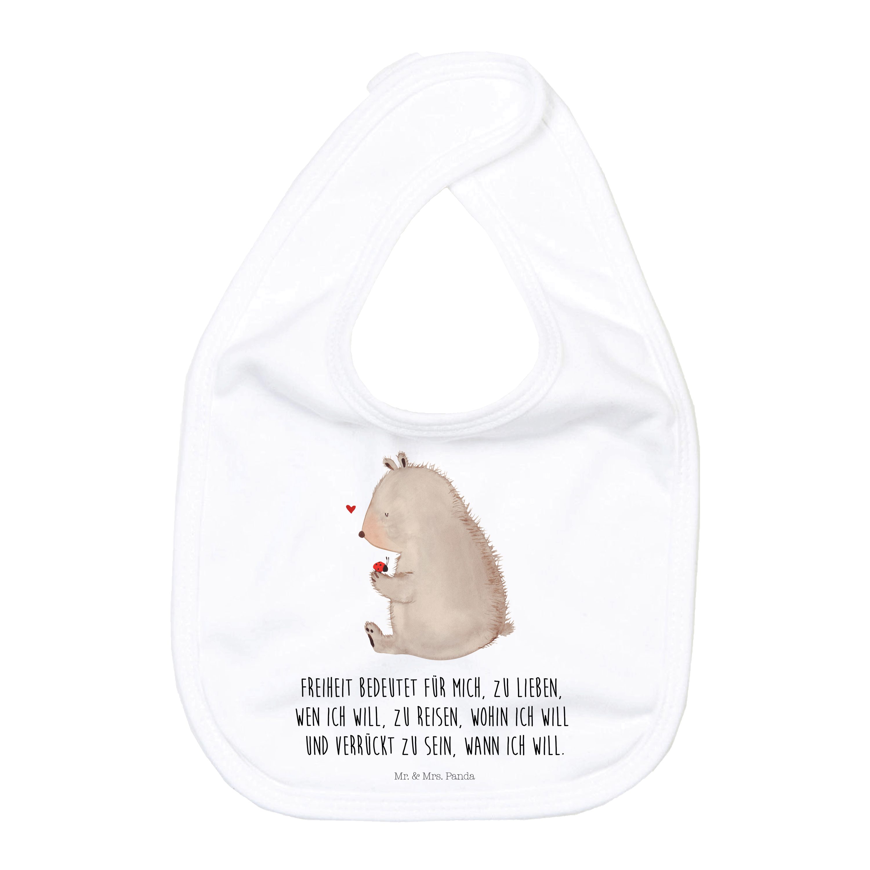 Tragetuch Bär Marienkäfer - Weiß - Geschenk, Teddybär, Babyausstattung, Das Leb