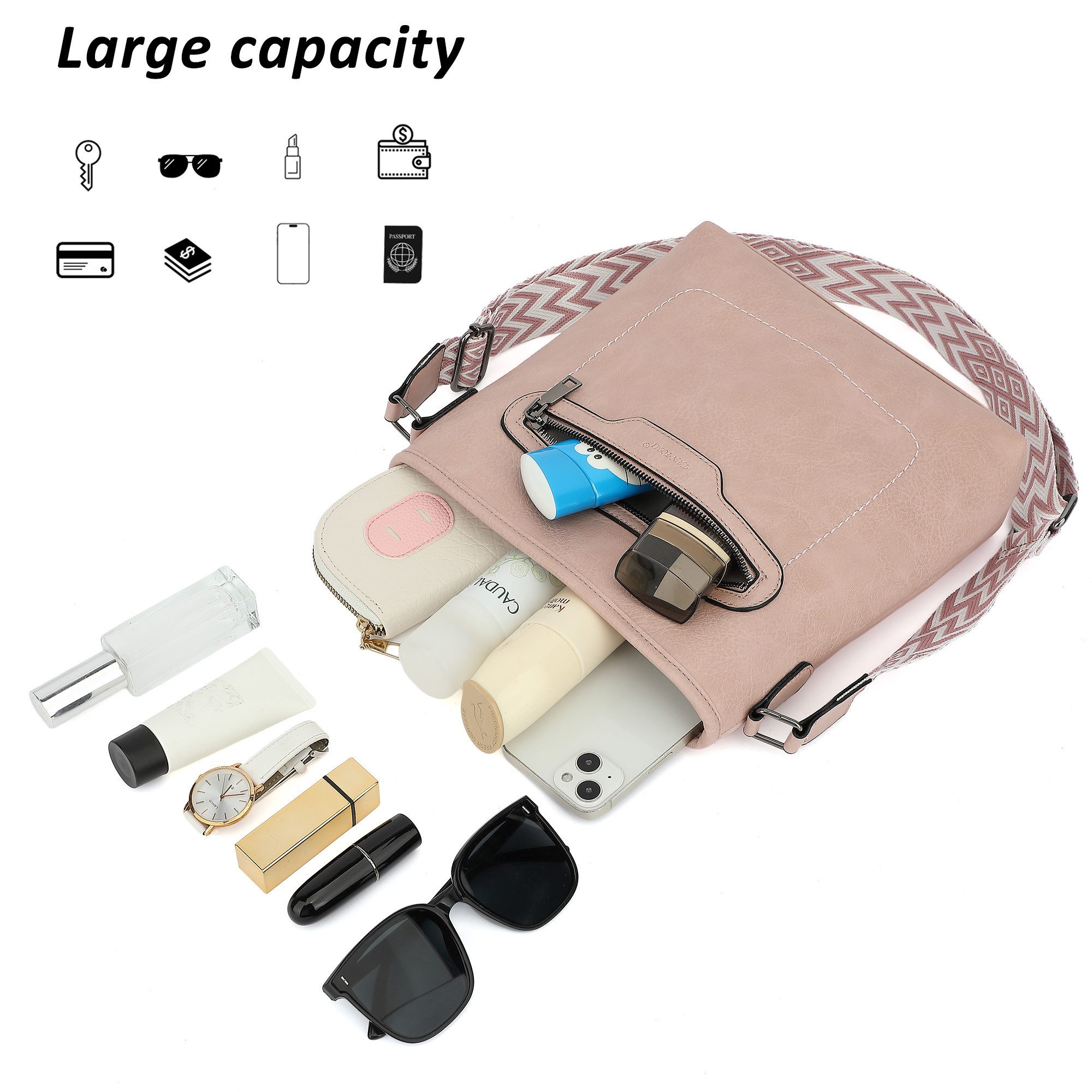 TAN.TOMI Umhängetasche Schultertasche für Damen Modische Henkeltasche Crossbody Bag, Multi-Taschen-Design, verstellbare Schultergurte, Gesäßtasche