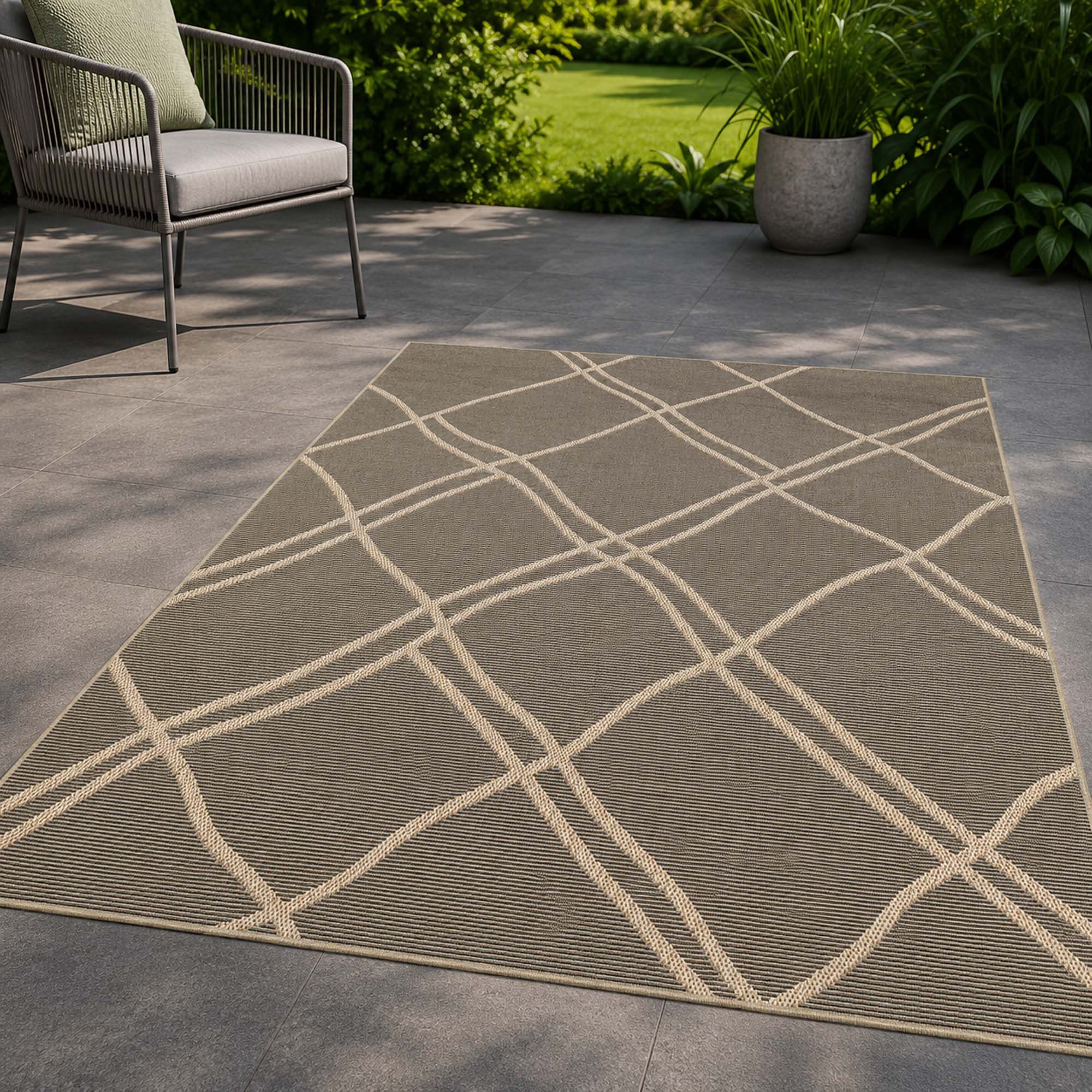 TaraCarpet Teppich TaraCarpet Regina Raute Wohnzimmer,Schlafzimmer,Esszimmer natur, rechteckig, Höhe: 7 mm, Küche Flur Terrasse Garten Balkon 80x150