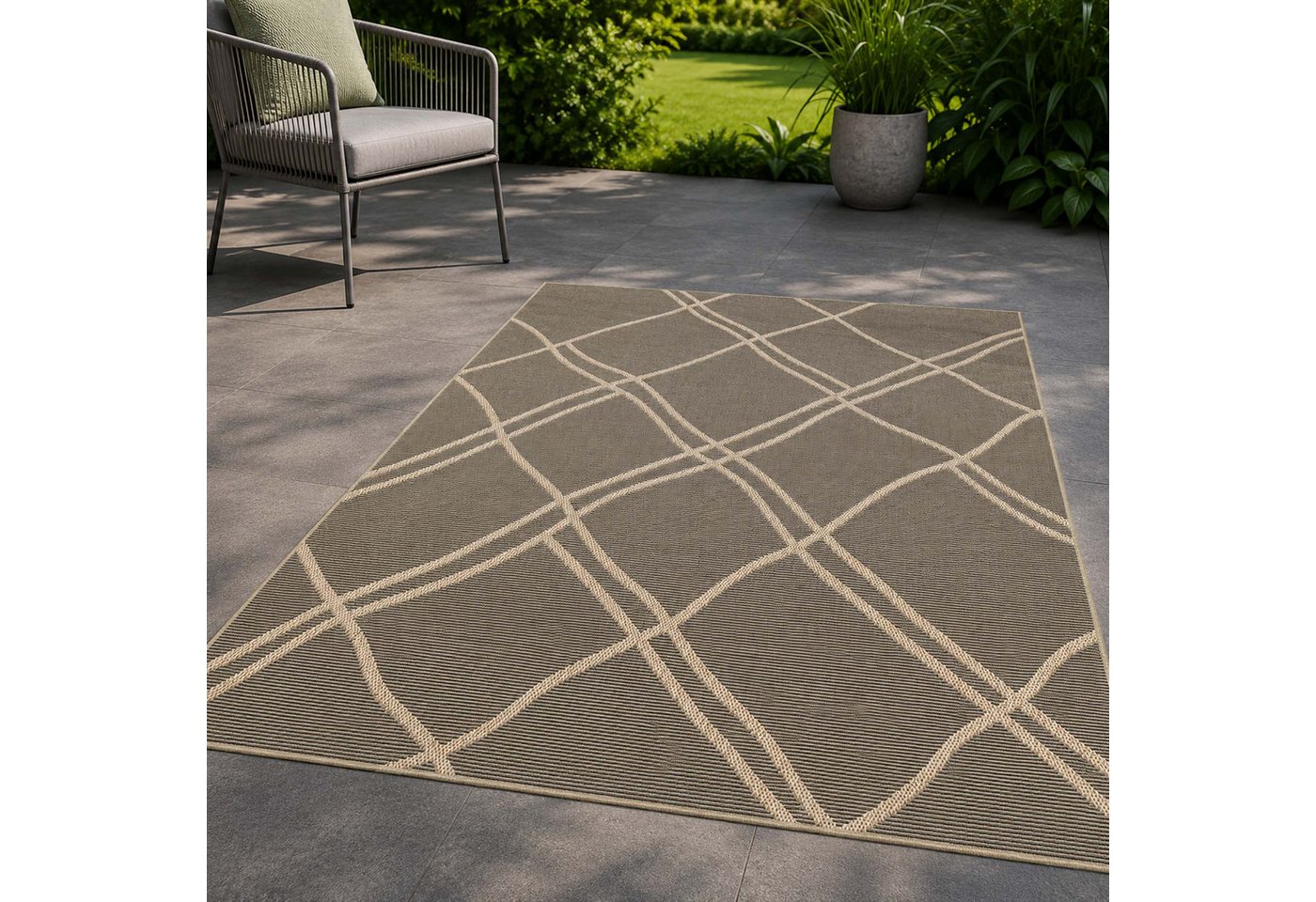 TaraCarpet Teppich TaraCarpet Regina Raute Wohnzimmer,Schlafzimmer,Esszimmer natur, rechteckig, Höhe: 7 mm, Küche Flur Terrasse Garten Balkon 80x150