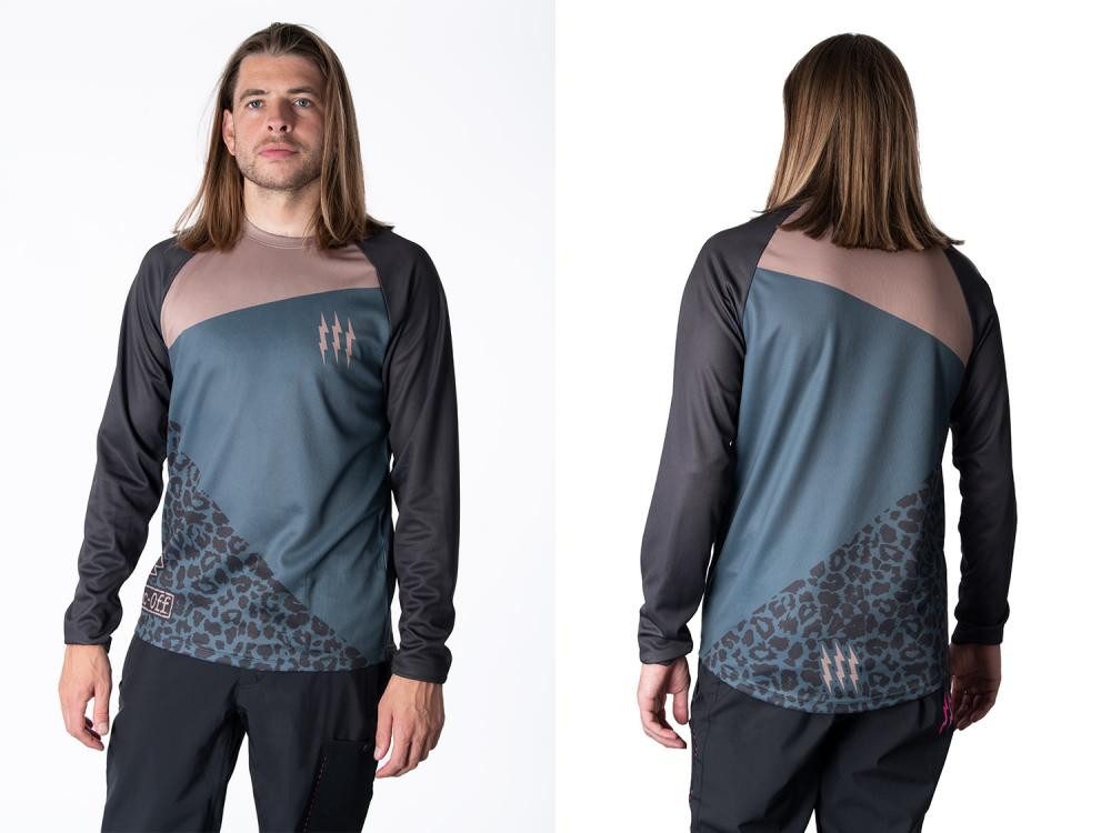 Muc-Off Funktionsshirt Muc Off Long Sleeve Riders Jersey Grey Stone Leopard S