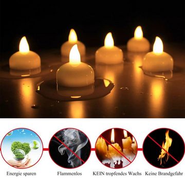 MAGICSHE LED-Kerze 12 flackender LED Teelichter Set, Schwimmende elektronische Kerzenlampe