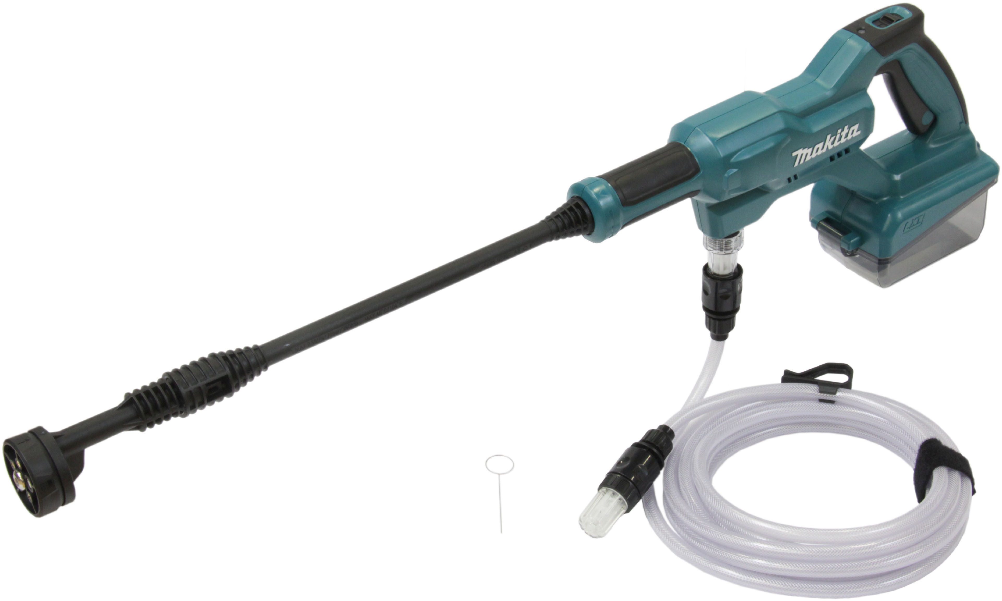 Makita Akku-Druckreiniger »DHW180«, Druck max: 24 bar, Fördermenge max: 150 l/h, (Leichter handgeführter Druckreiniger mit 8 oder 24 Bar Arbeitsdruck), 24 bar, 318 l/h, Edelstahl, 18V, Ohne Akku
