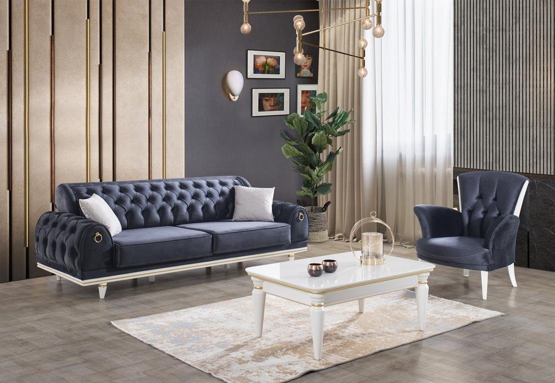 Möbel Couchtisch Set Couch Sofagarnitur (4-St) Luxus JVmoebel Wohnzimmer-Set 4tlg., Möbel 3+3+1