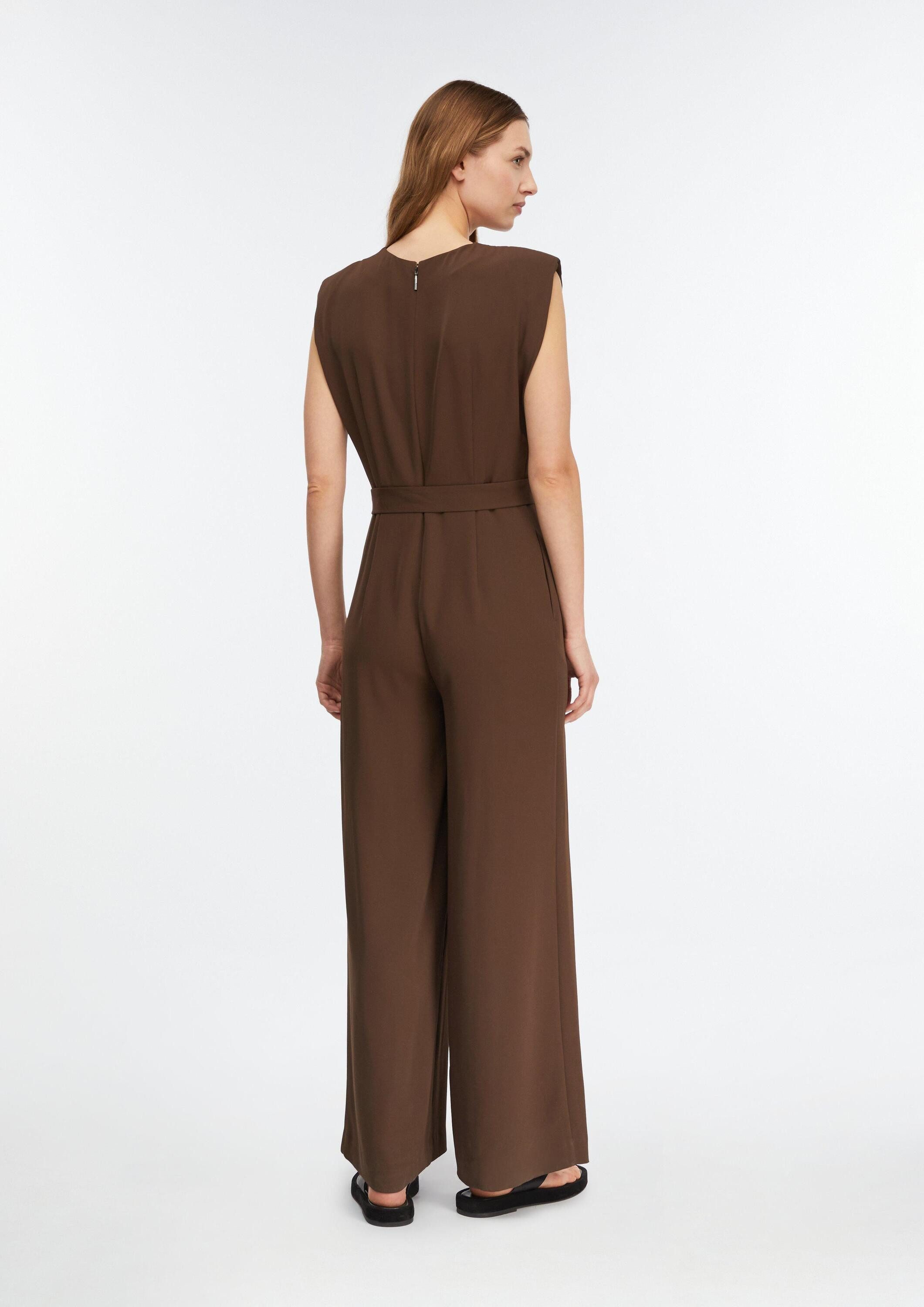 comma Jumpsuit Overall Jumpsuit mit Taillengürtel und Schulterpolstern