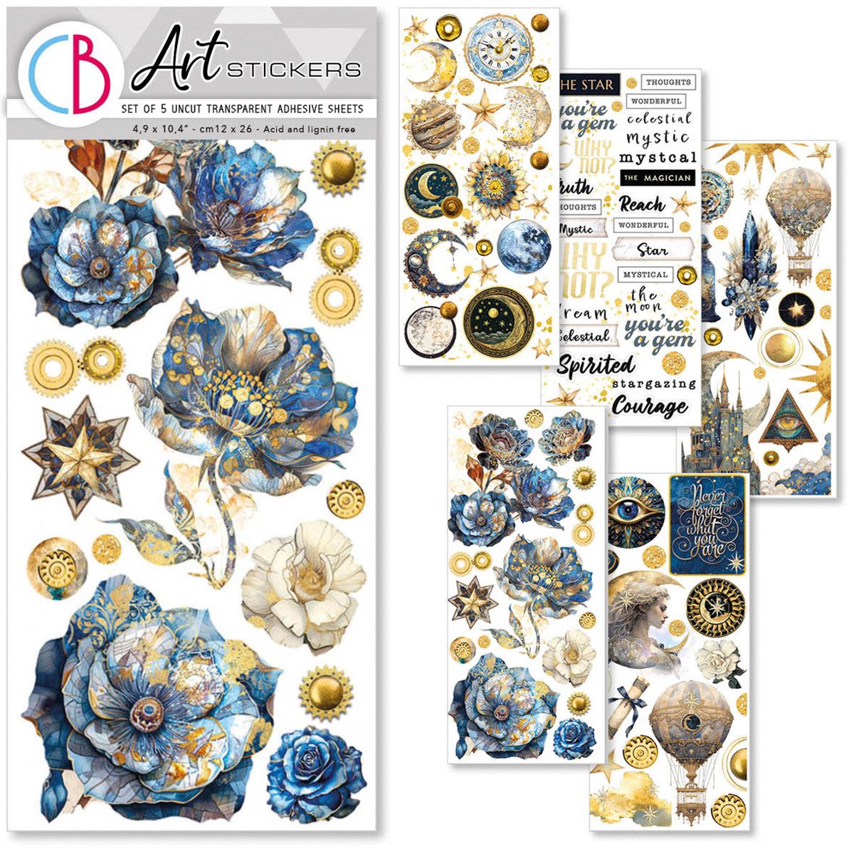 Ciao Bella Aufkleber Celestial, 12 x 26 cm, 5 Blatt
