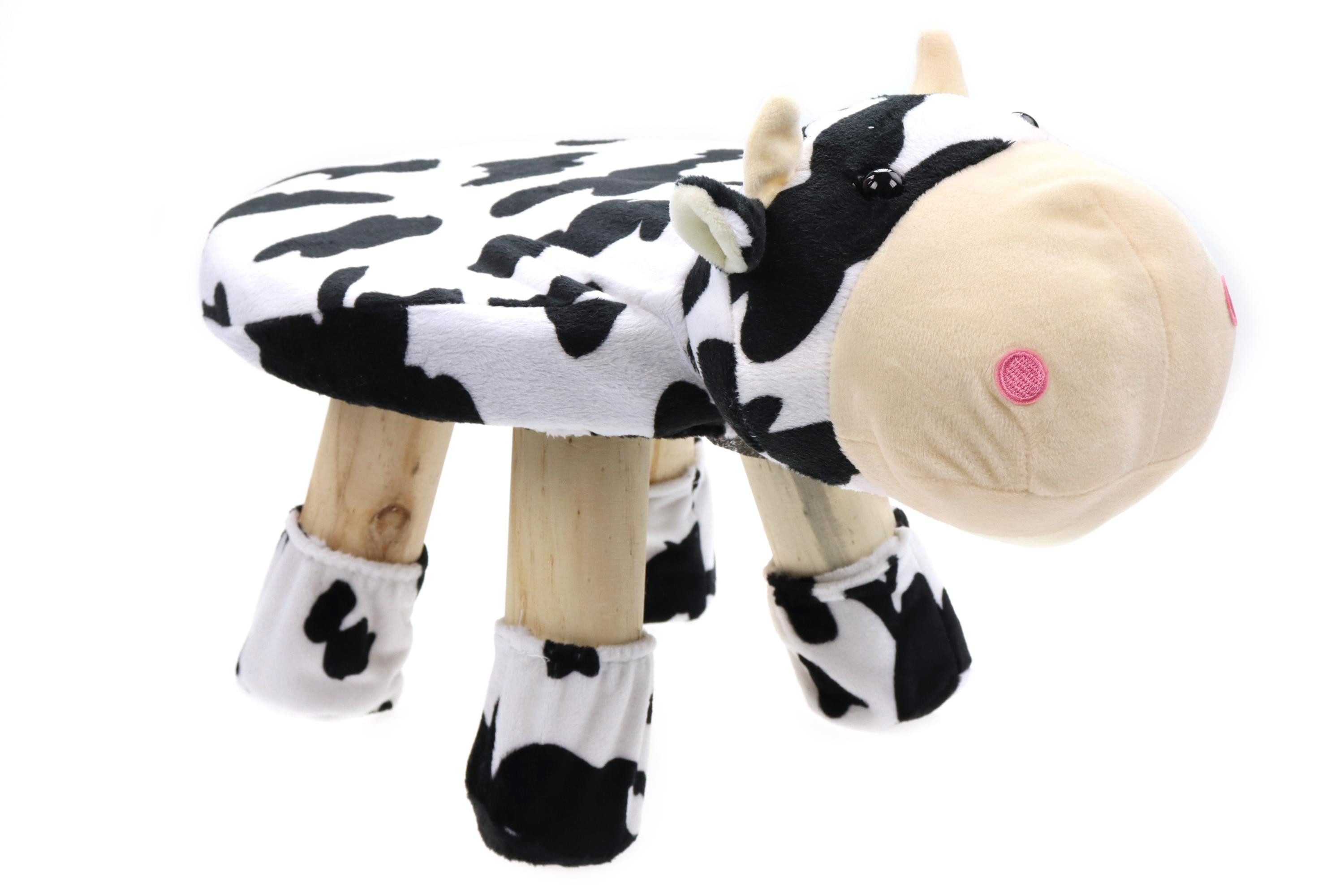 ELLUG Kindersessel Hocker für Kinder, Tiere, Plüschbezug & Holzbeine, bis 70kg 47*20*27cm