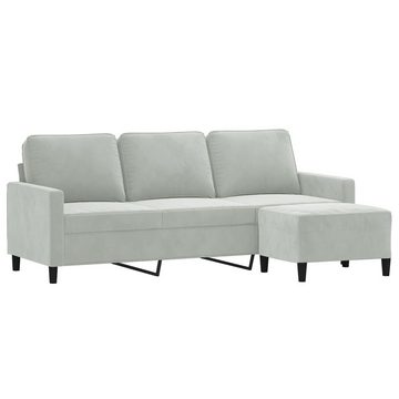 vidaXL Sofa 3-Sitzer-Sofa mit Hocker Hellgrau 180 cm Samt