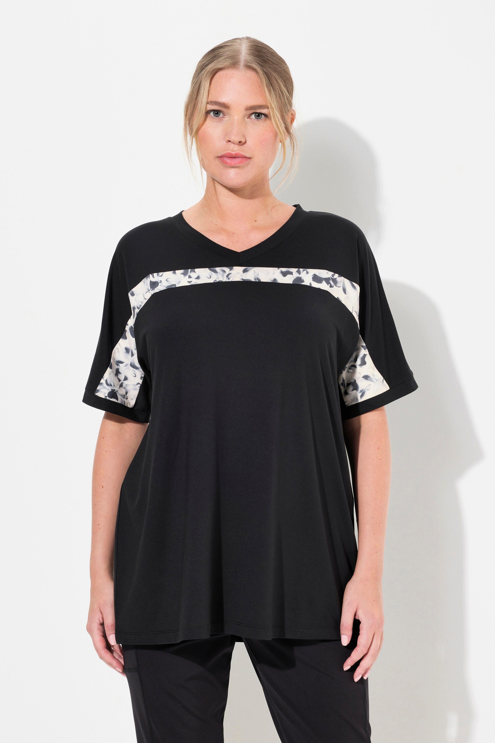 Ulla Popken T-Shirt Funktionsshirt V-Ausschnitt Halbarm günstig online kaufen