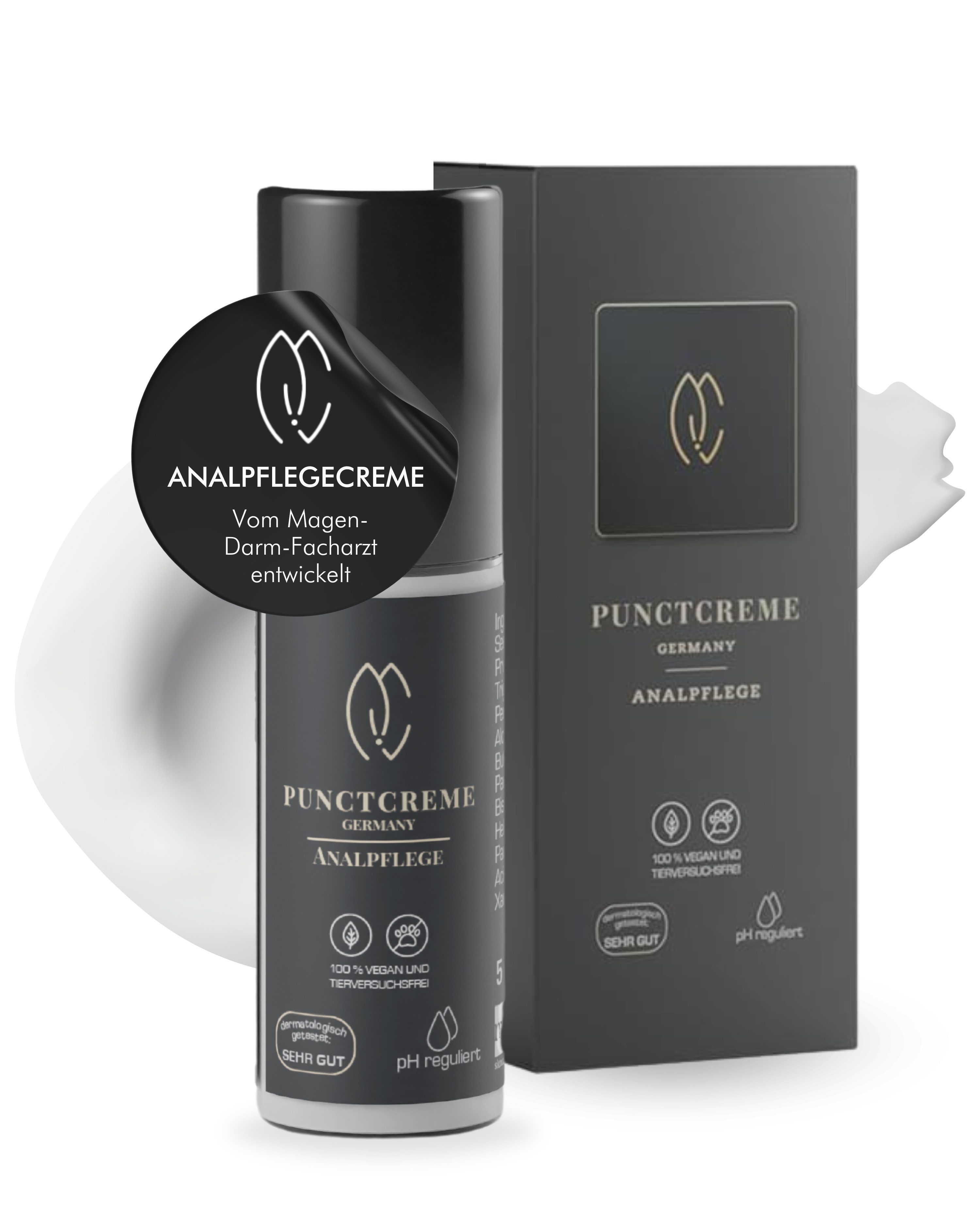MW19 Skincare GmbH Körpercreme PUNCTCREME ANALPFLEGE - Vom Magen-Darm-Facharzt entwickelt, Mit 30ml Inhalt, mit 5ml Inhalt