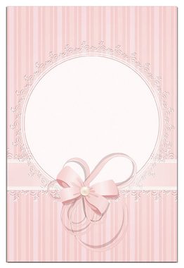 Wallario Wandfolie, Geschenkkarte, Bänder, Spitzen und Schleifen in rosa, wasserresistent, geeignet für Bad und Dusche