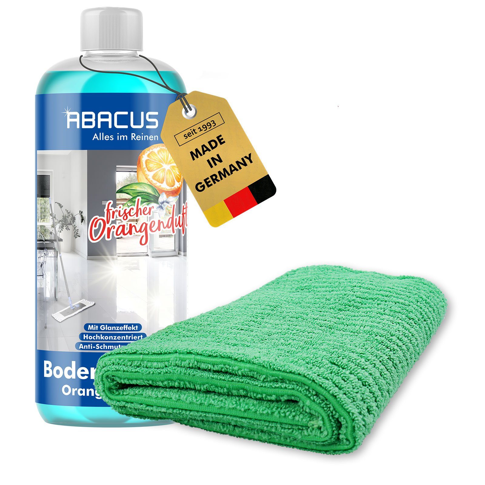 ABACUS Bodenreiniger Orange Fußbodenreiniger Parkettreiniger Allzweckreiniger Fussbodenreiniger (Natürlicher Orangenduft, [2-St. Sehr ergiebig Made in Germany)