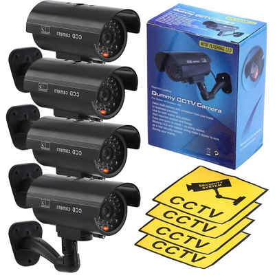 TronicXL 4x Dummy Kamera schwarz Attrappe Aussenbereich Kameraattrappe Fake Überwachungskamera Attrappe (Innenbereich, Außenbereich, Set, 4-tlg., blinkende LED I Außenbereich Outdoor Aussen)