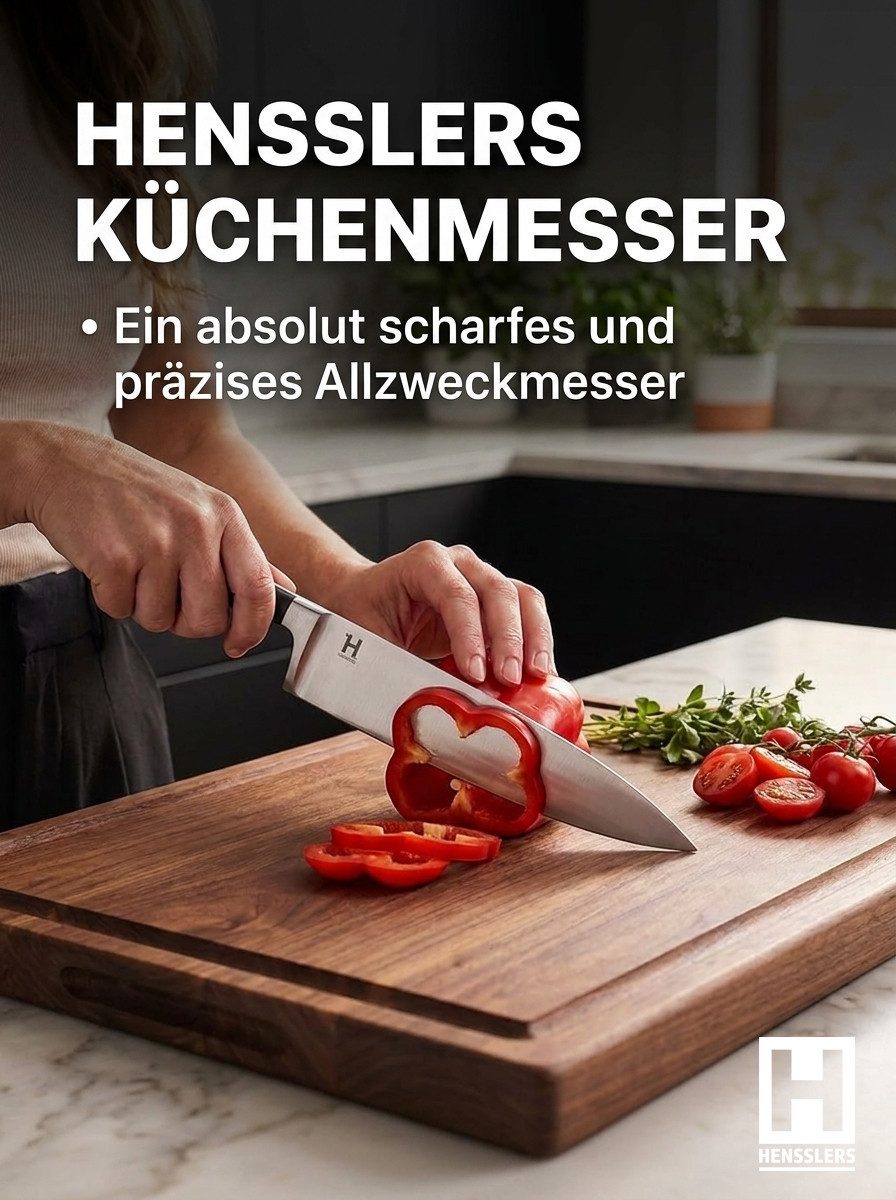 HENSSLERS Allzweckmesser HENSSLERS Küchenmesser, Klingenlänge ca. 20 cm, ergonomischer ABS-Griff