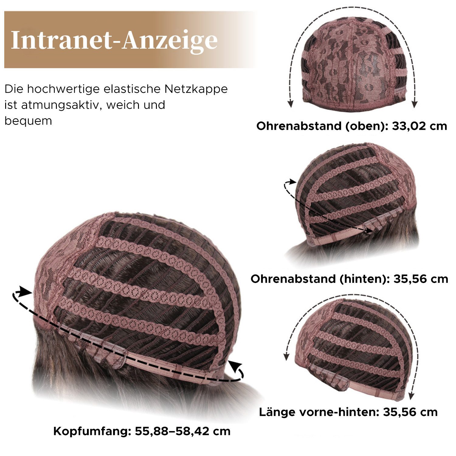 Refttenw Kunsthaarperücke 65cm Perücke Damen Pony Leicht Gewellt Langhaarperücke Vollperücke, Natürlich Aussehend, Verstellbar