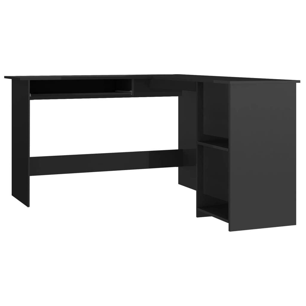 furnicato Schreibtisch Moderner Eckschreibtisch L-Form 120x140x75 cm Hochglanz-Schwarz (1-St)