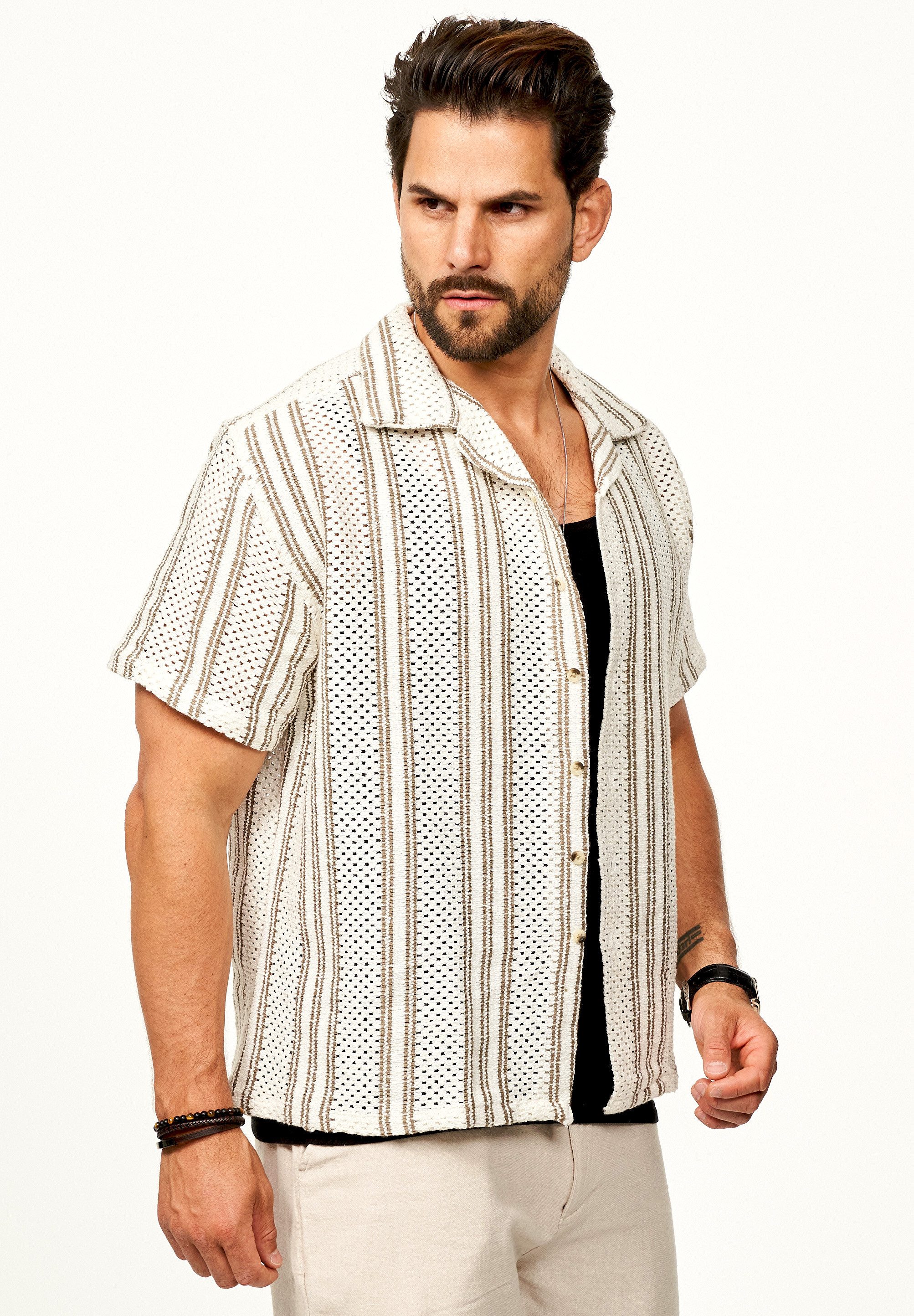 SOULSTAR Kurzarmhemd für Herren Strick Polo Hemd im Retro-Look Overshirt im günstig online kaufen