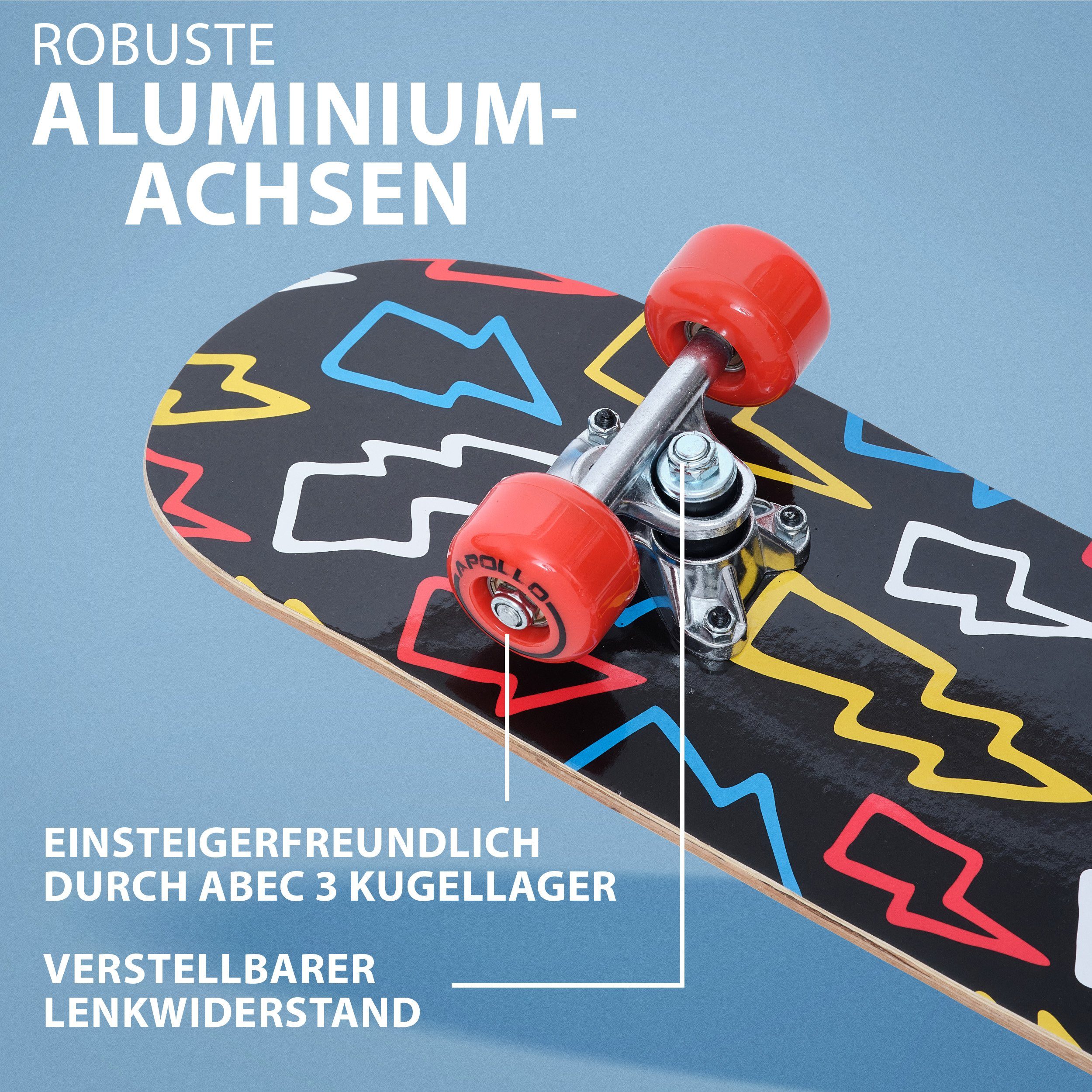 Apollo Skateboard Kinderskateboard 24" Kinder, Longboard, ABEC 3 und Aluminium Achsen