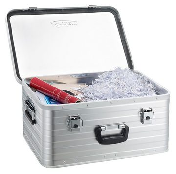 Enders® Aufbewahrungsbox Alubox 47 Liter + Schloss-Set + Transportrollen-Set, Alukiste Transportbox Lagerbox Alukoffer Metallkiste Alubox