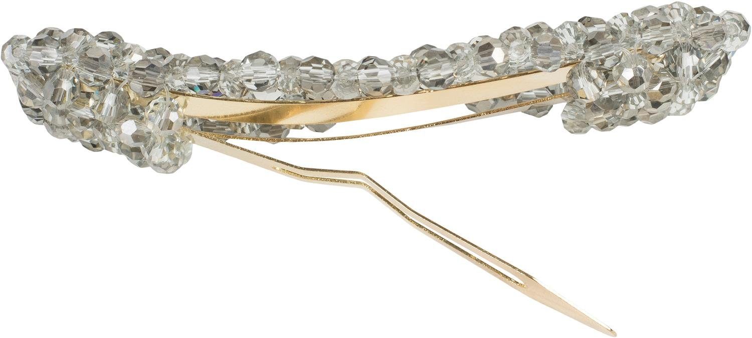 Perlen Haarspange, Grau Rechteckige Haarspange 1-tlg., styleBREAKER Kunststoff