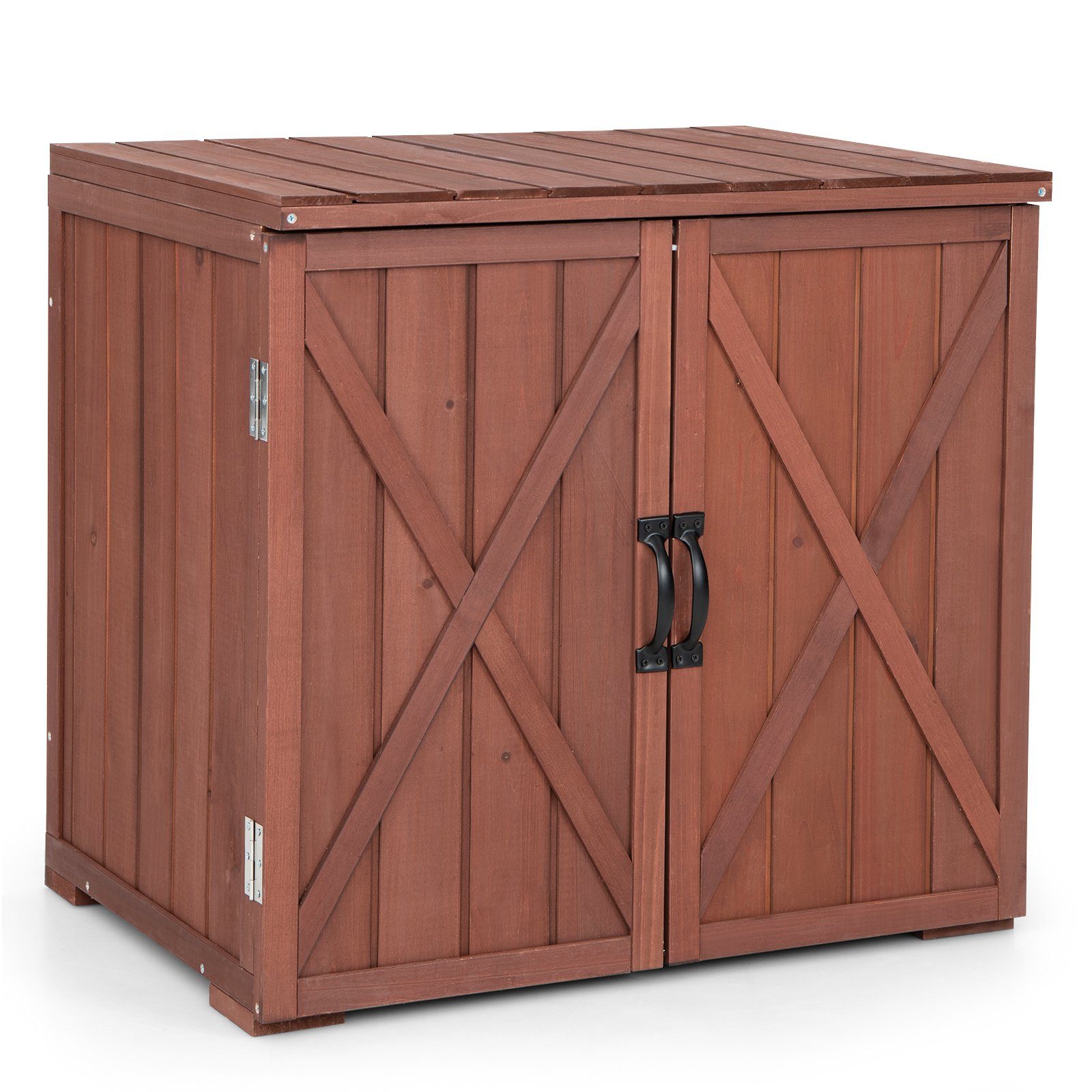 COSTWAY Gartenbox, Gartenschrank mit Doppeltüren & Griffen, 77x56x72cm | Boxen