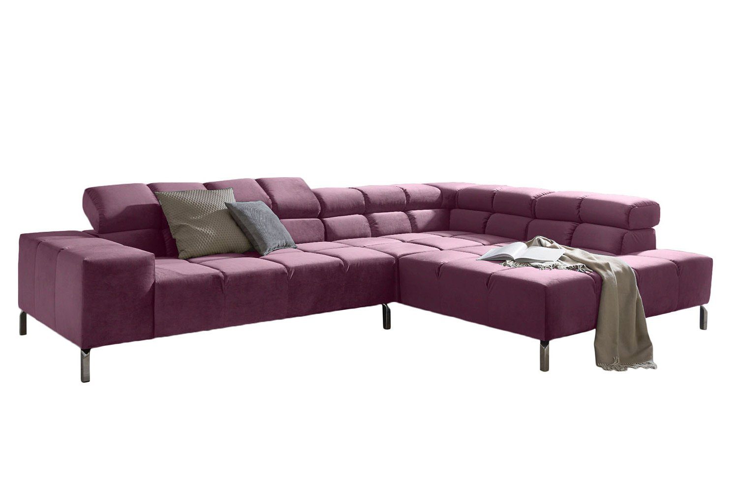 KAWOLA Ecksofa NELSON, Sofa Farben und purple Ausführungen Velvet versch. versch
