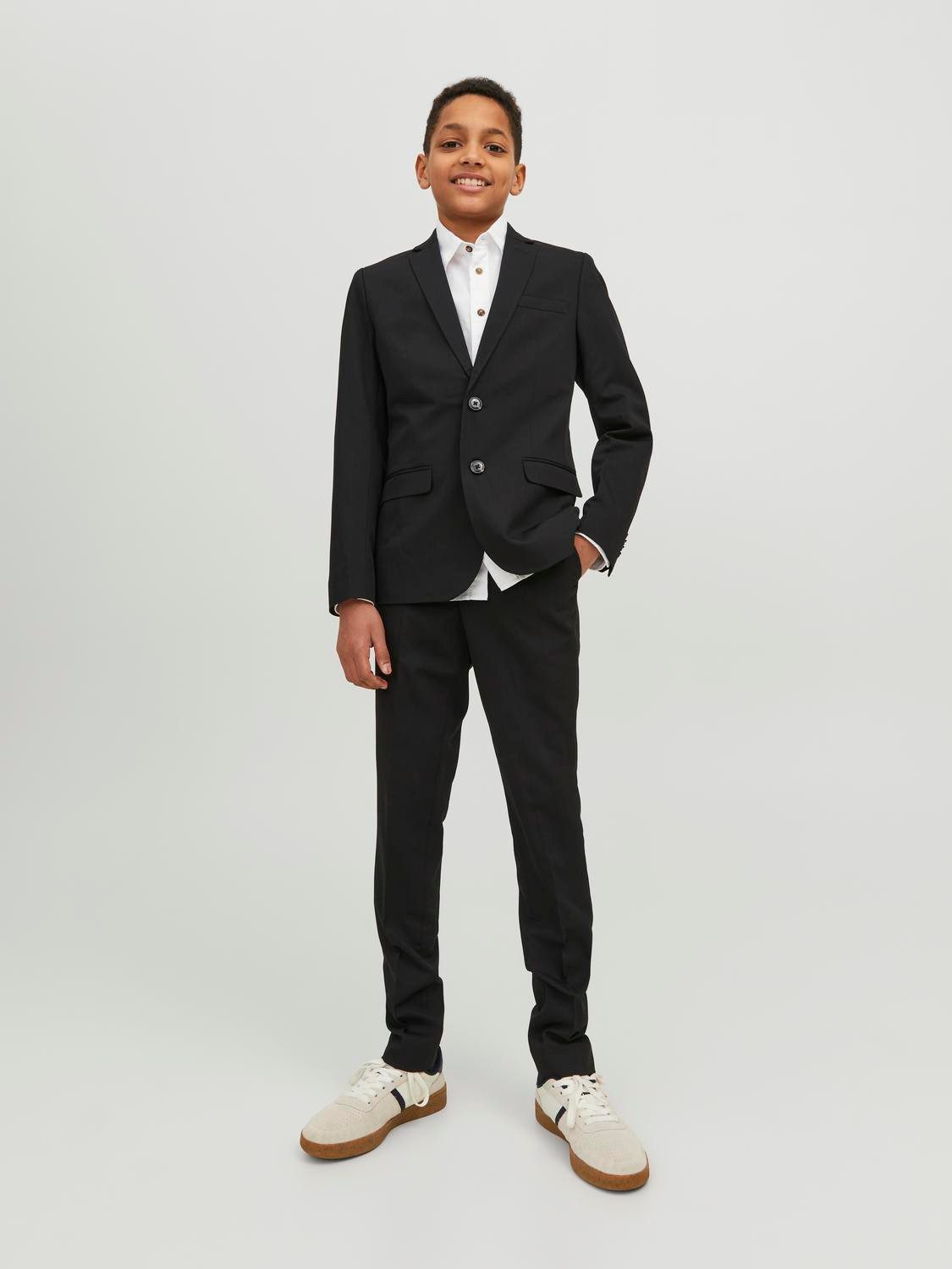 Jack & Jones Junior Anzug JPRSOLAR elastisch und pflegeleicht für besondere Anlässe (Set, 2-tlg) unifarben, modisch, slim fit, Web, Reverskragen
