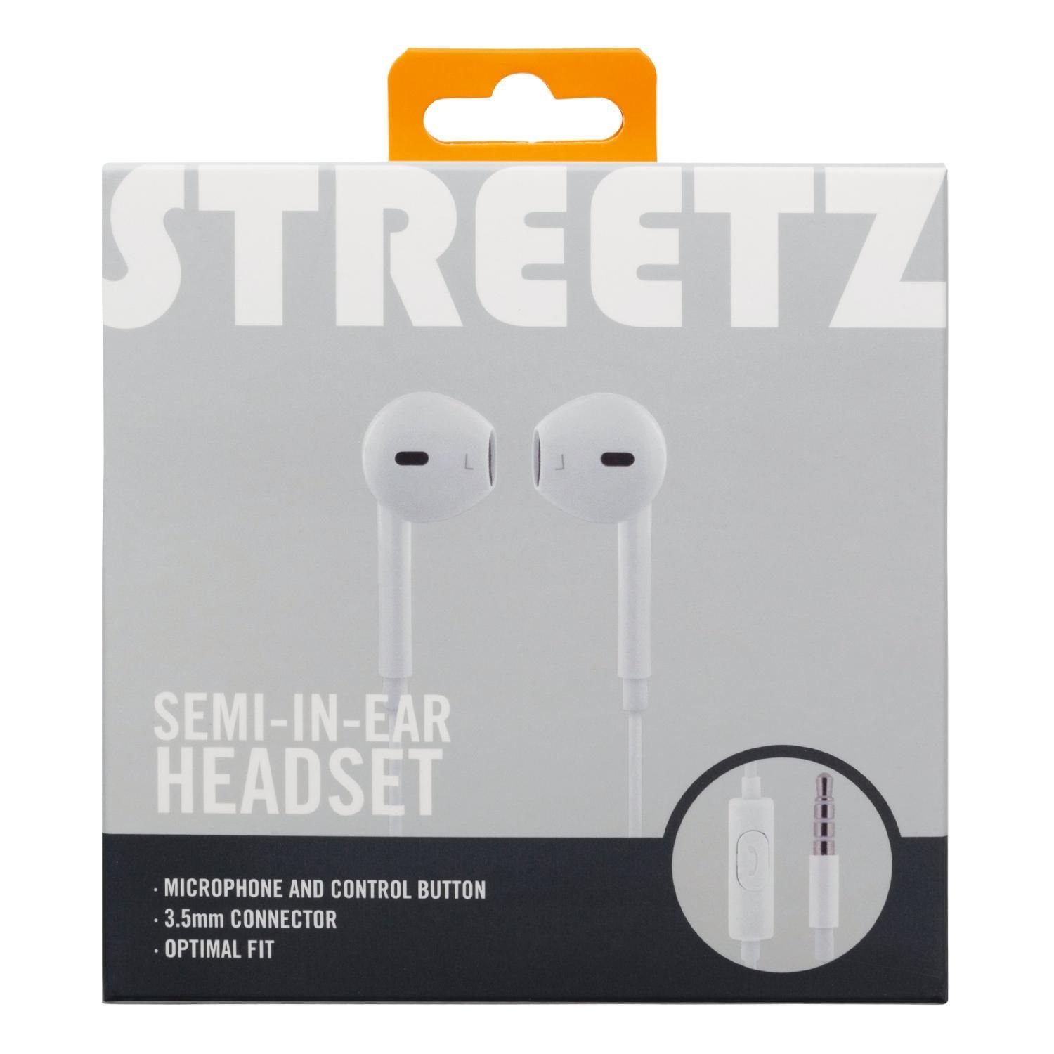 Herstellergarantie) weiß Headset/Kopfhörer mm 1,2 m Mikrofon 5 3,5 inkl. In-Ear-Kopfhörer (integriertes STREETZ Semi-In-Ear Mikrofon, inkl. Jahre