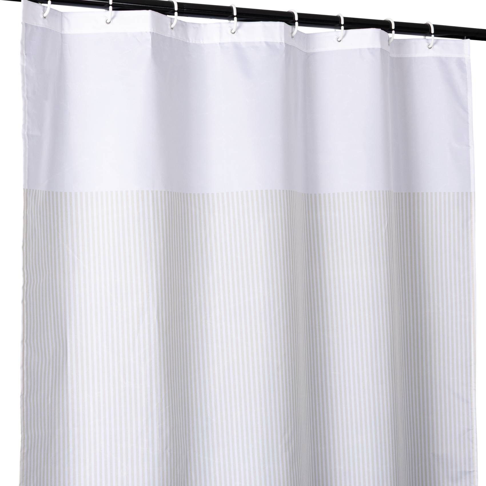 ANRO Duschvorhang FASTY Streifen Anti-Schimmel Polyester Badezimmervorhang Bad-Stoff Breite 120 cm (Packung, 1-tlg., Duschvorhang inkl. Aufhängeringe), robuster Vorhang Stangenaufhängung 120x200cm Klassik Beige