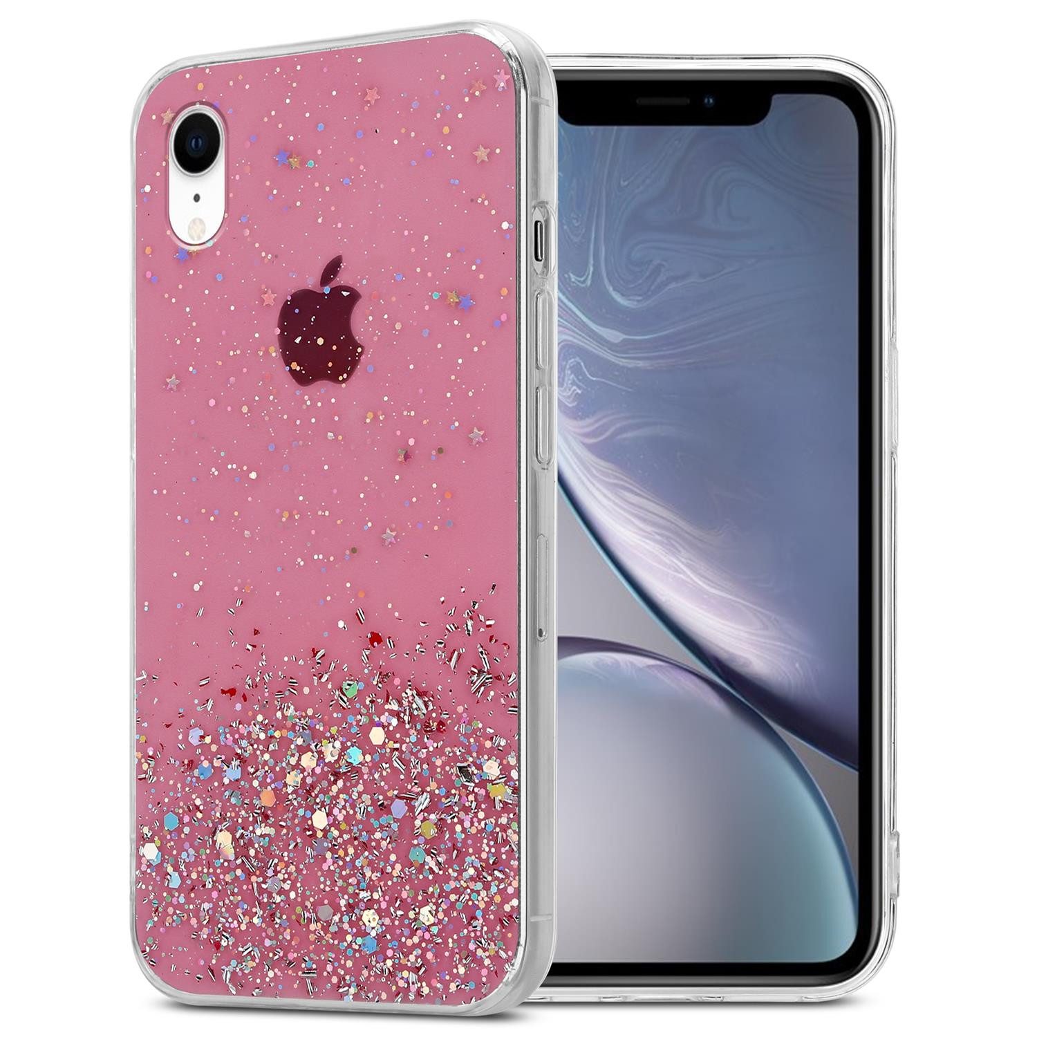 Cadorabo Handyhülle für iPhone XR Hülle Apple iPhone XR, Flexible TPU Silikon Handy Schutzhülle - Hülle - mit Glitzer