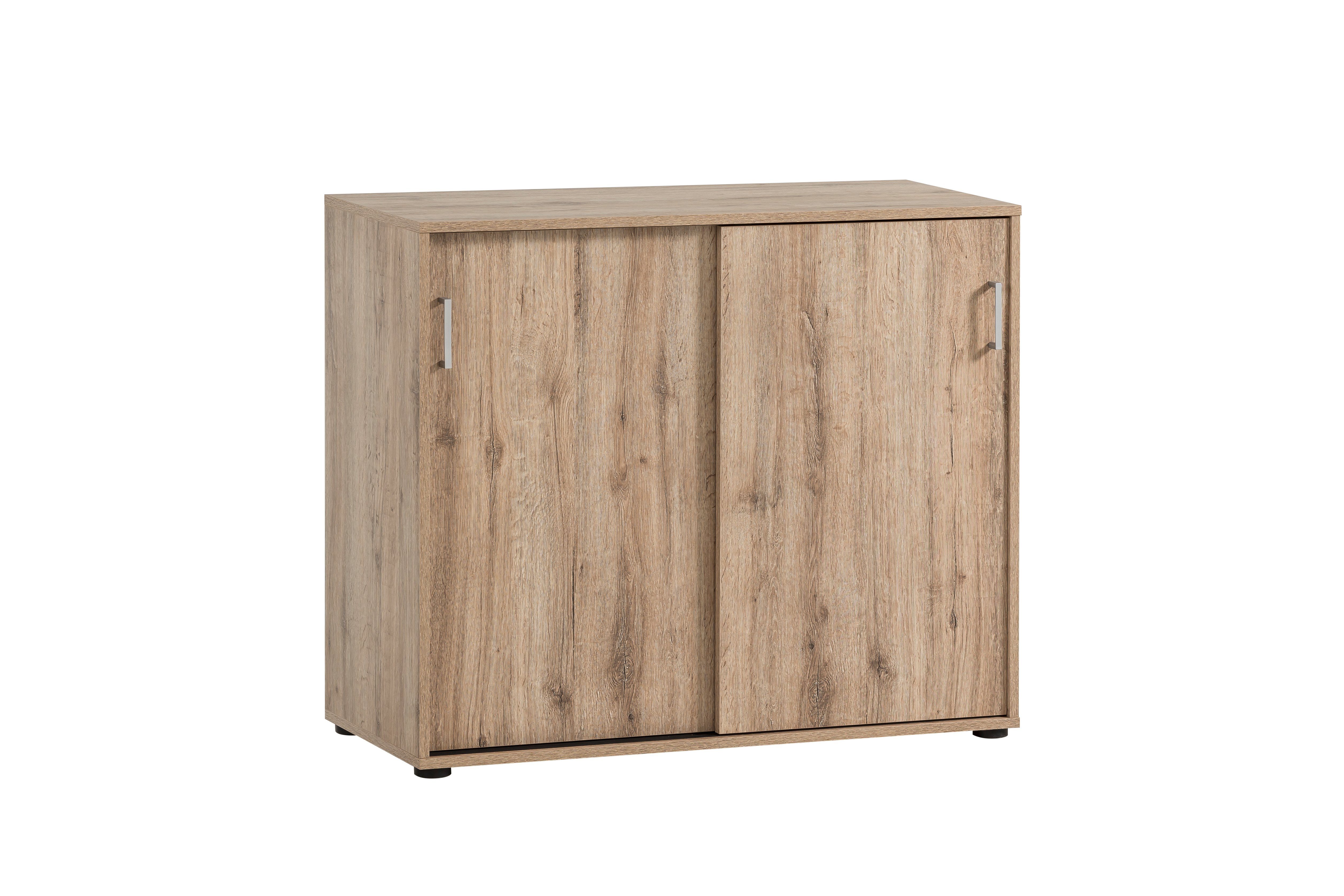 Weiß MÖBELPARTNER Schiebetüren, HxBxT Aktenschrank 84x100x41cm, 2 Eiche Fox,