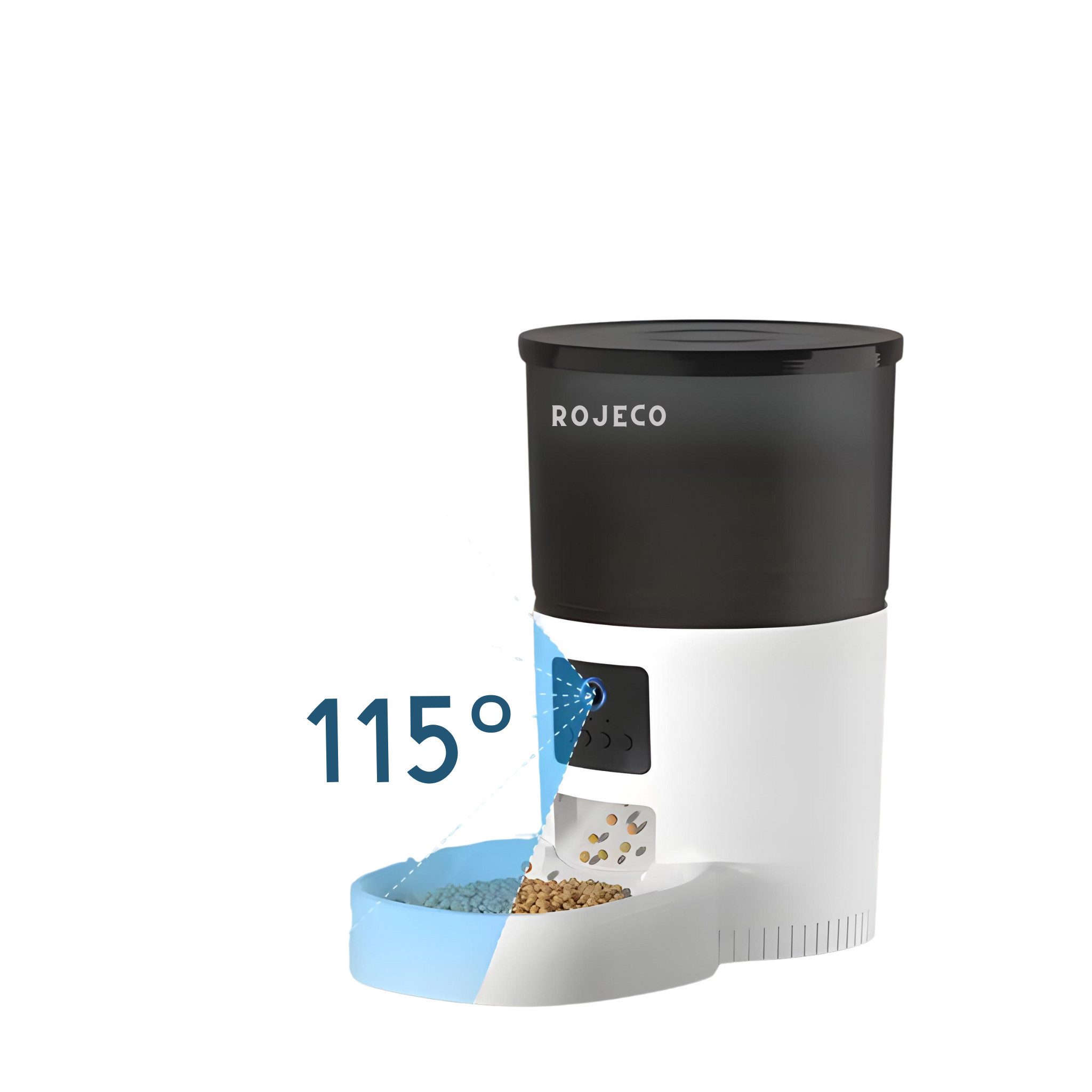 ROJECO Katzen-Futterspender Automatischer Katzenfutterautomat mit Sprachaufnahme & Timer, 10 Sekunden Sprachnachricht, frisches Futter, Video