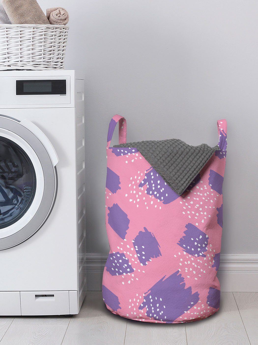 Waschsalons, Pinsel Wäschekorb Griffen mit Kordelzugverschluss für Hits Zufällige Abakuhaus Abstrakt Wäschesäckchen