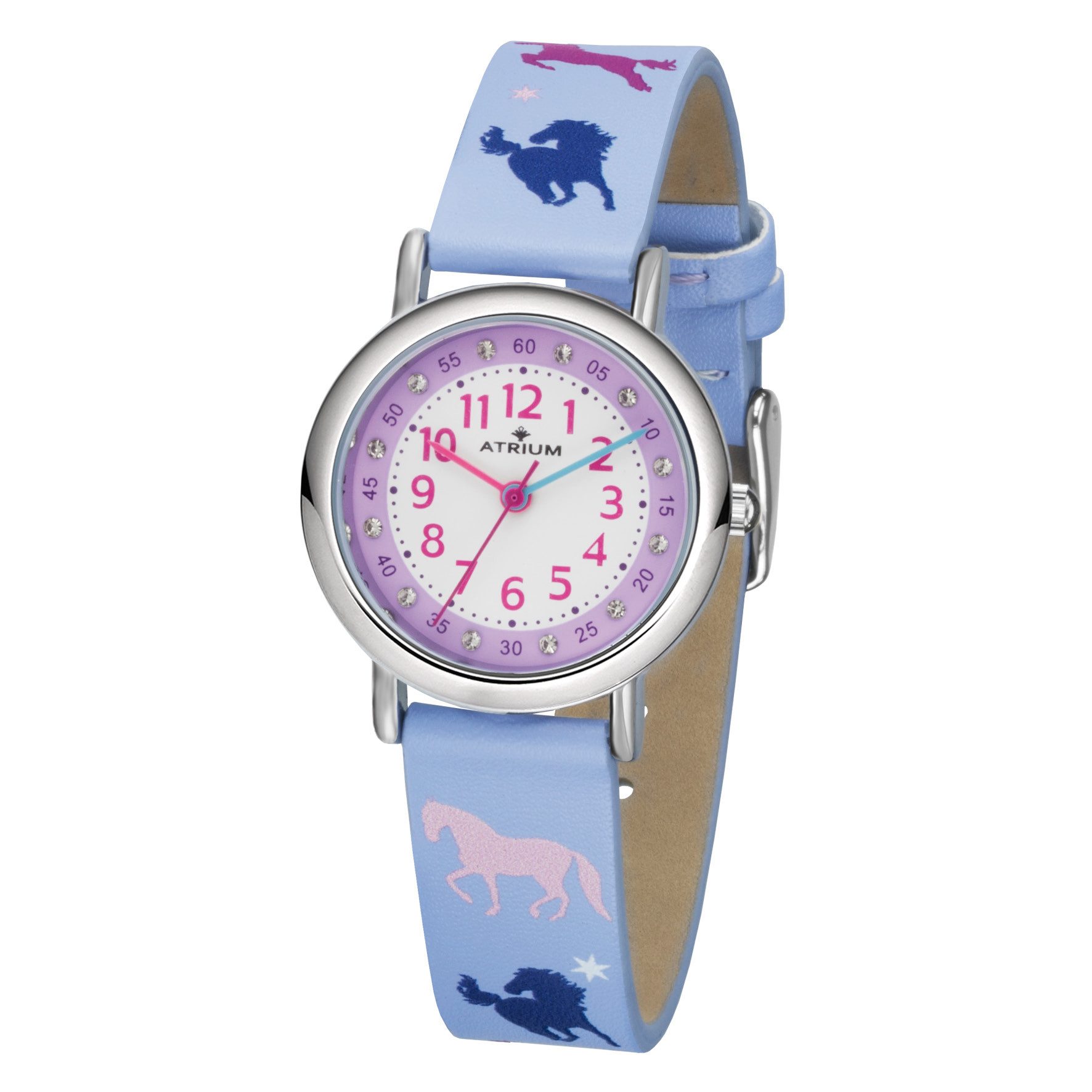 Atrium Quarzuhr A47 Kinder Armbanduhr, analog bunt deutlich Uhrzeit lernen Geschenkidee Ø 28mm
