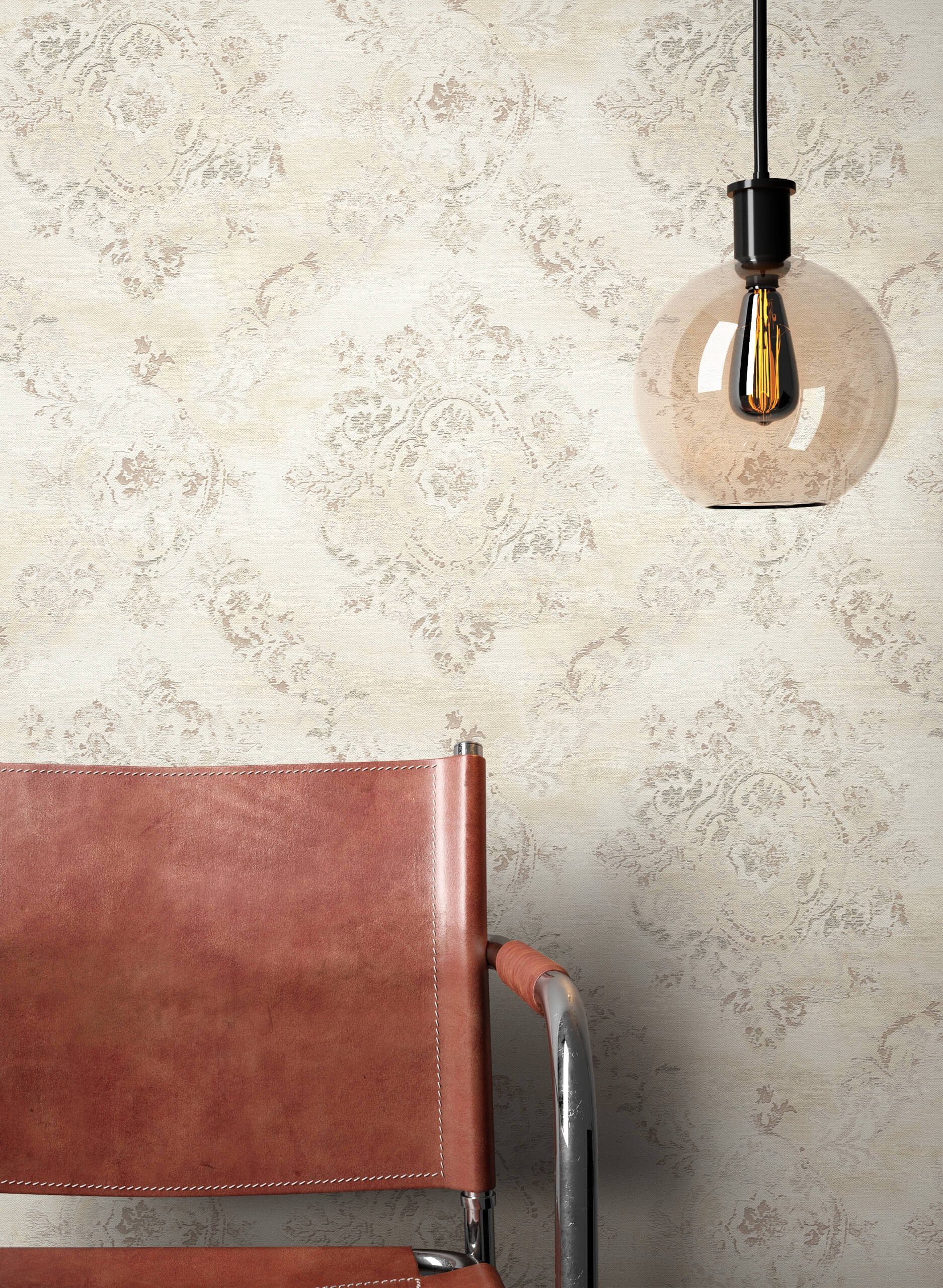 Newroom Vliestapete, Beige Tapete Barock Ornament günstig online kaufen