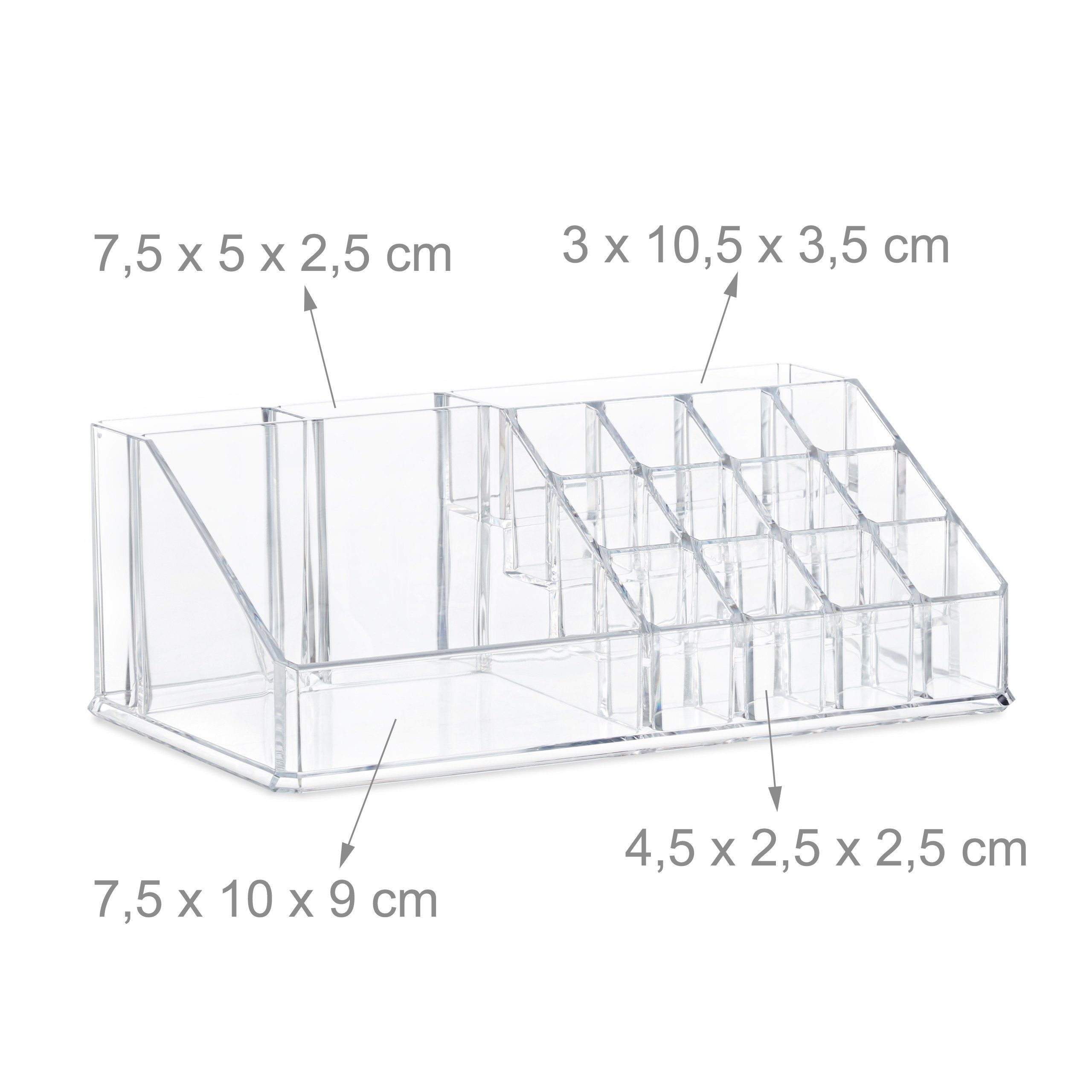 relaxdays Make-Up Organizer Acryl Make Up Organizer mit 21 Fächern, 3-tlg., transparent – Bild 5 von 5
