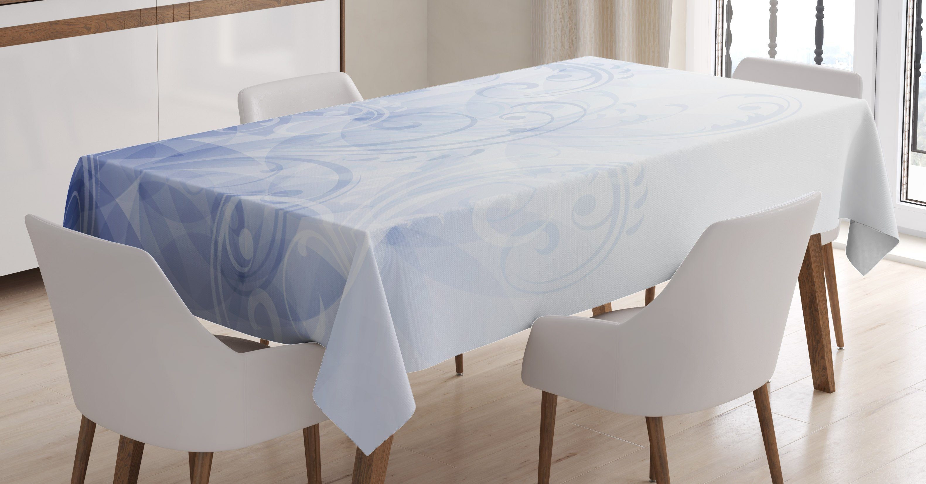 Abakuhaus Tischdecke Farbfest Waschbar Für den Außen Bereich geeignet Klare Farben, Hellblau Abstract Floral Locken