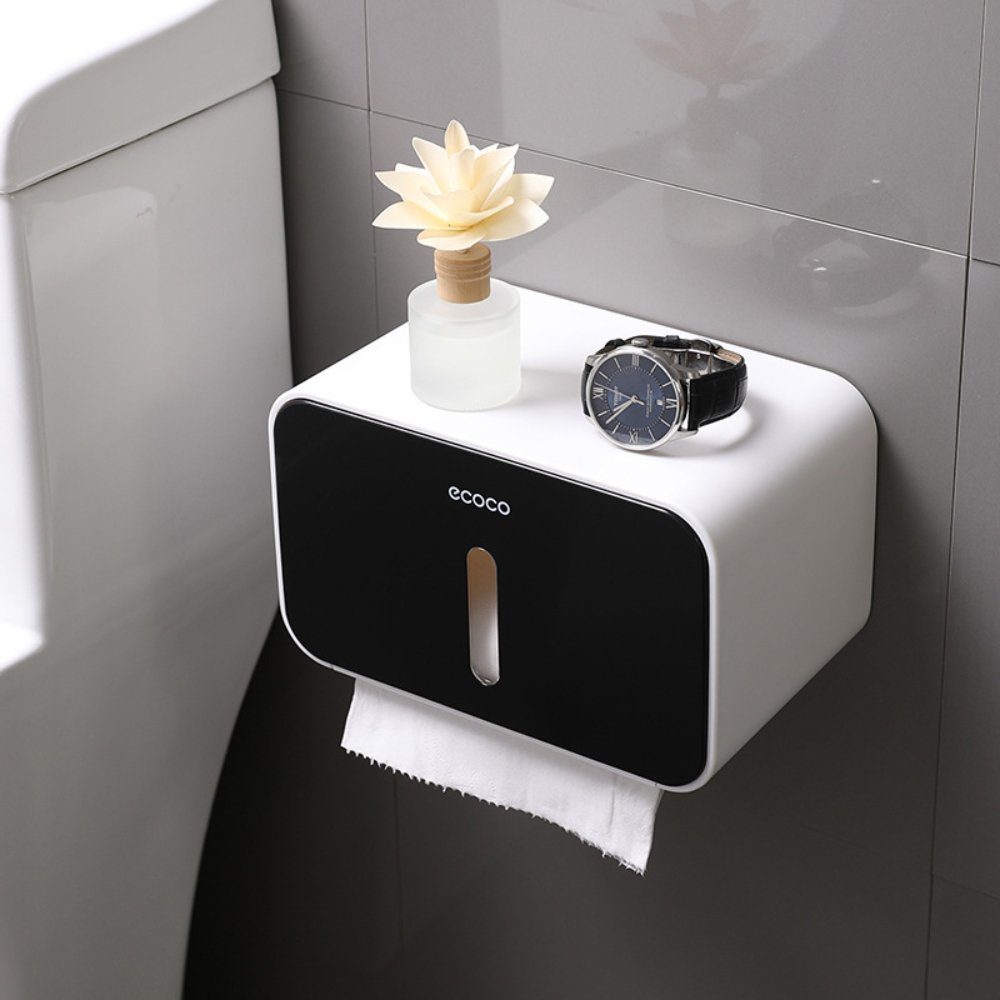 HOMEIDEAS Toilettenpapierhalter (1-St), 22.7x15.7x13.8cm Schwarz Wandmontage