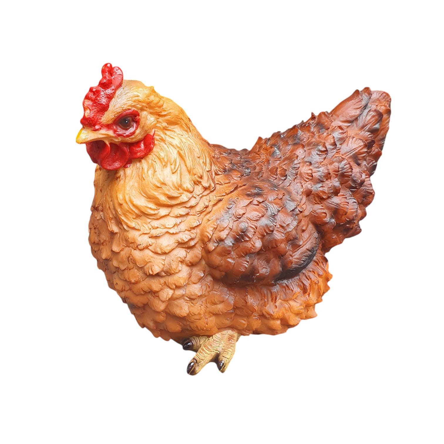 Aspinaworld Gartenfigur Huhn Figur braun sitzend 19 cm – für Pflanzschale