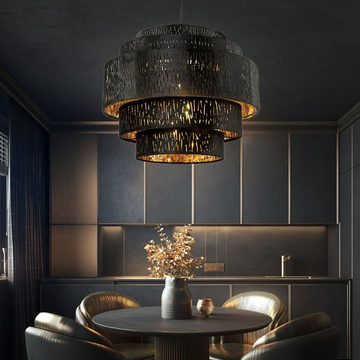 Globo Pendelleuchte, Leuchtmittel nicht inklusive, Decken Hänge Lampe schwarz Pendel Design Leuchte gold Wohn