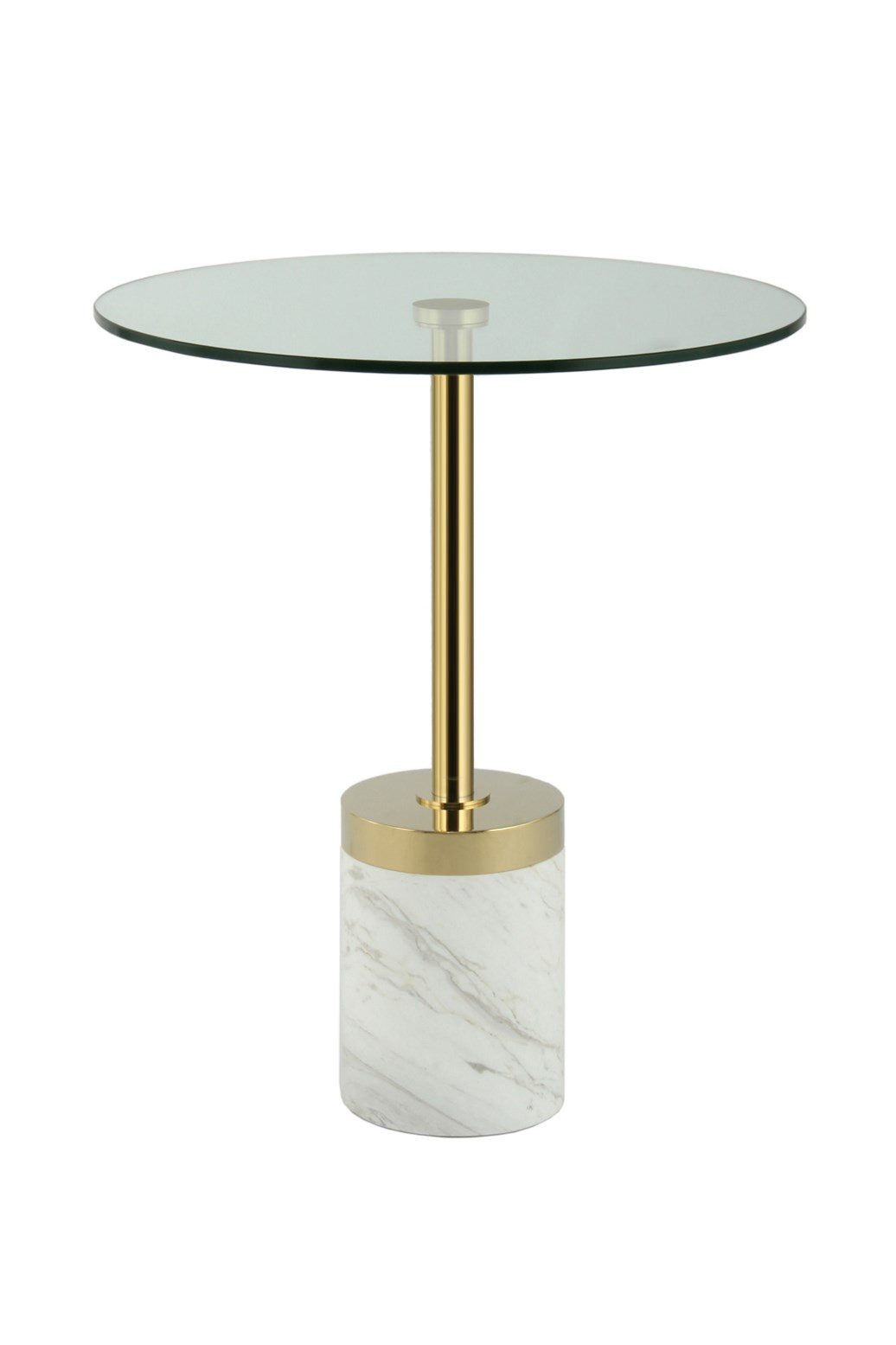 Qiyano Beistelltisch Sofatisch Kalia Weiß - Glasplatte, Metall, Wohnzimmer