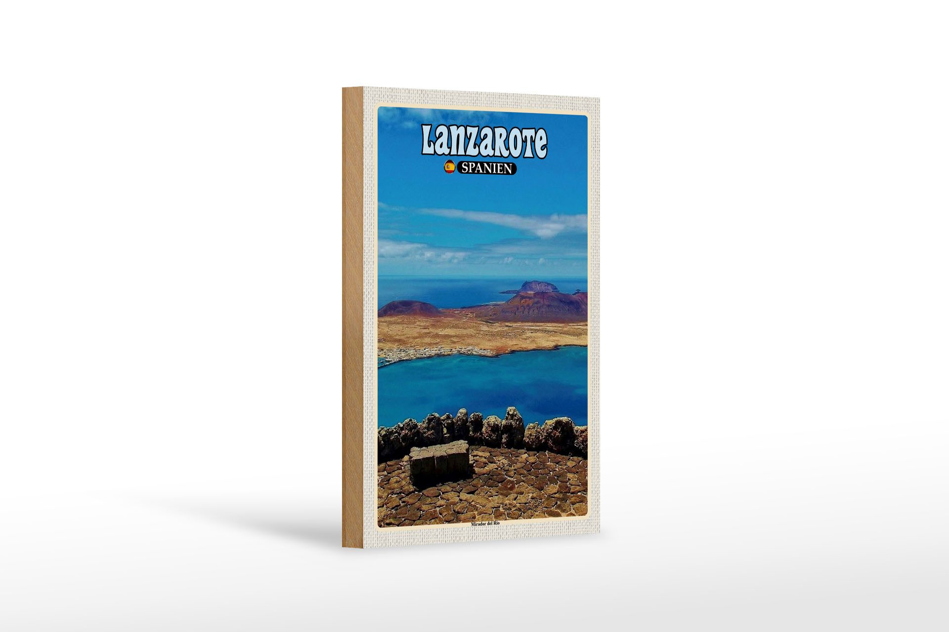 Femer GmbH Holzbild Reise 12x18 cm Lanzarote Spanien Mirador del Rio, (1 St), Glatte Holzfaserplatte (MDF), vorn beschichtet