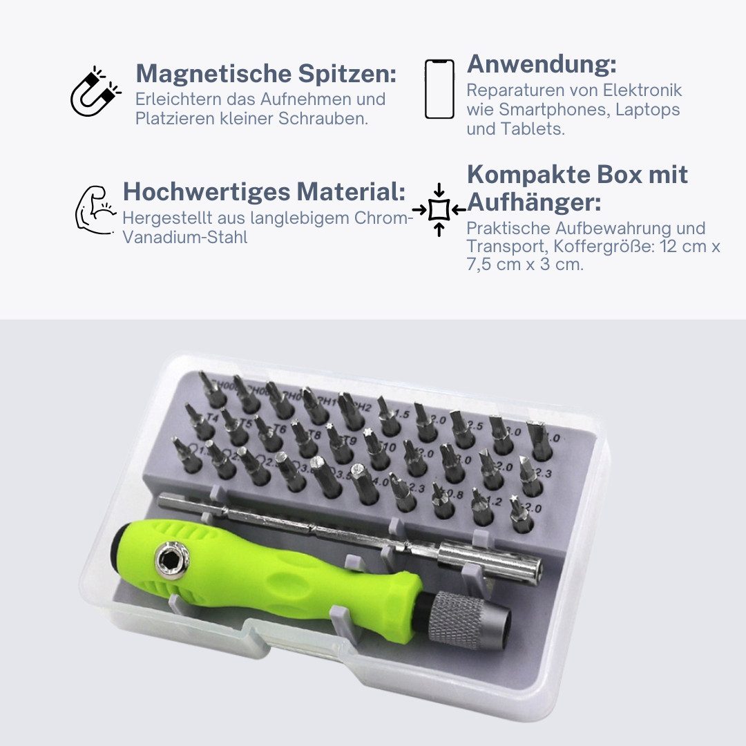 RACEL Schraubendreher Feinmechaniker Schraubendreher Set 32in1 Präzision Torx Werkzeug CrV, (1 St), Chrom-Vanadium-Stahl (CrV) – Bild 2 von 5