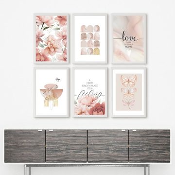 homestyle-accessoires Poster Bilderset HOME IS A FEELING 6er SET DIN A4 ODER DIN A3 Prints, Ohne Bilderrahmen