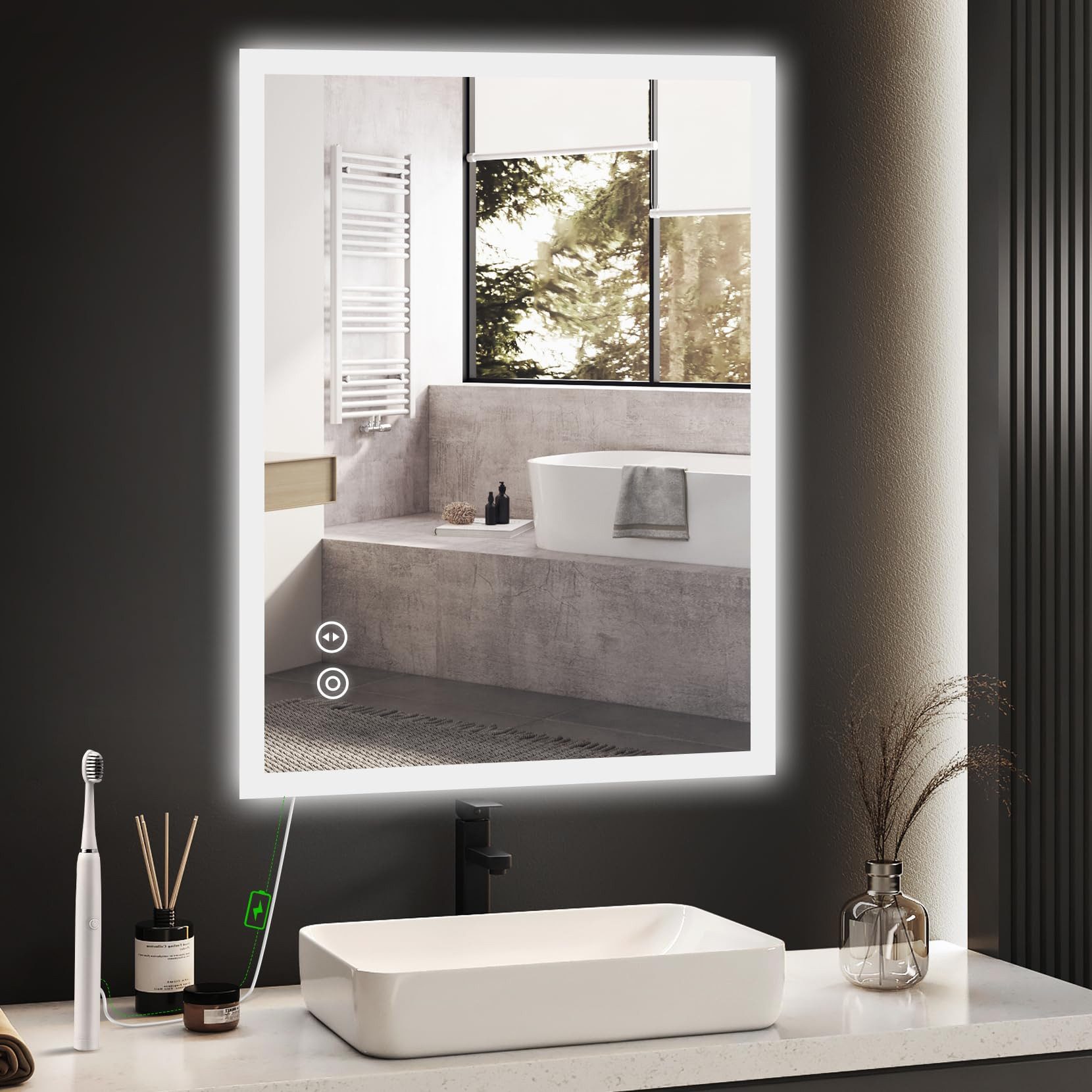 YOLEO Badspiegel Badspiegel mit LED-Licht und Touchschalter, Warm/Kalt/Neut günstig online kaufen