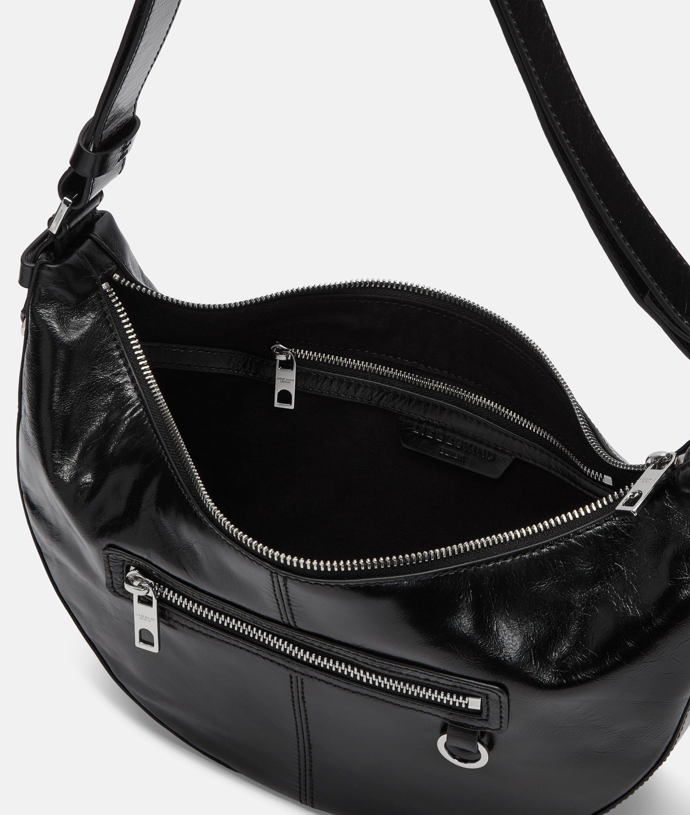 Liebeskind Berlin Schultertasche Moon Hobo S, Handliche Hobo-Bag aus Rindsleder mit glossy Finish