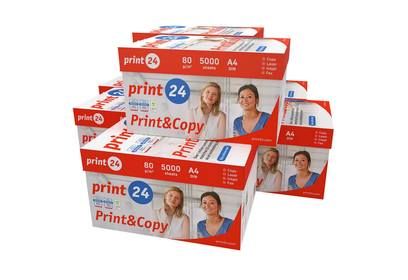 Thumbnail - print24 Druckerpapier Kopierpapier 35000 Blatt A4 80g Premium Weiß Testsieger PEFC