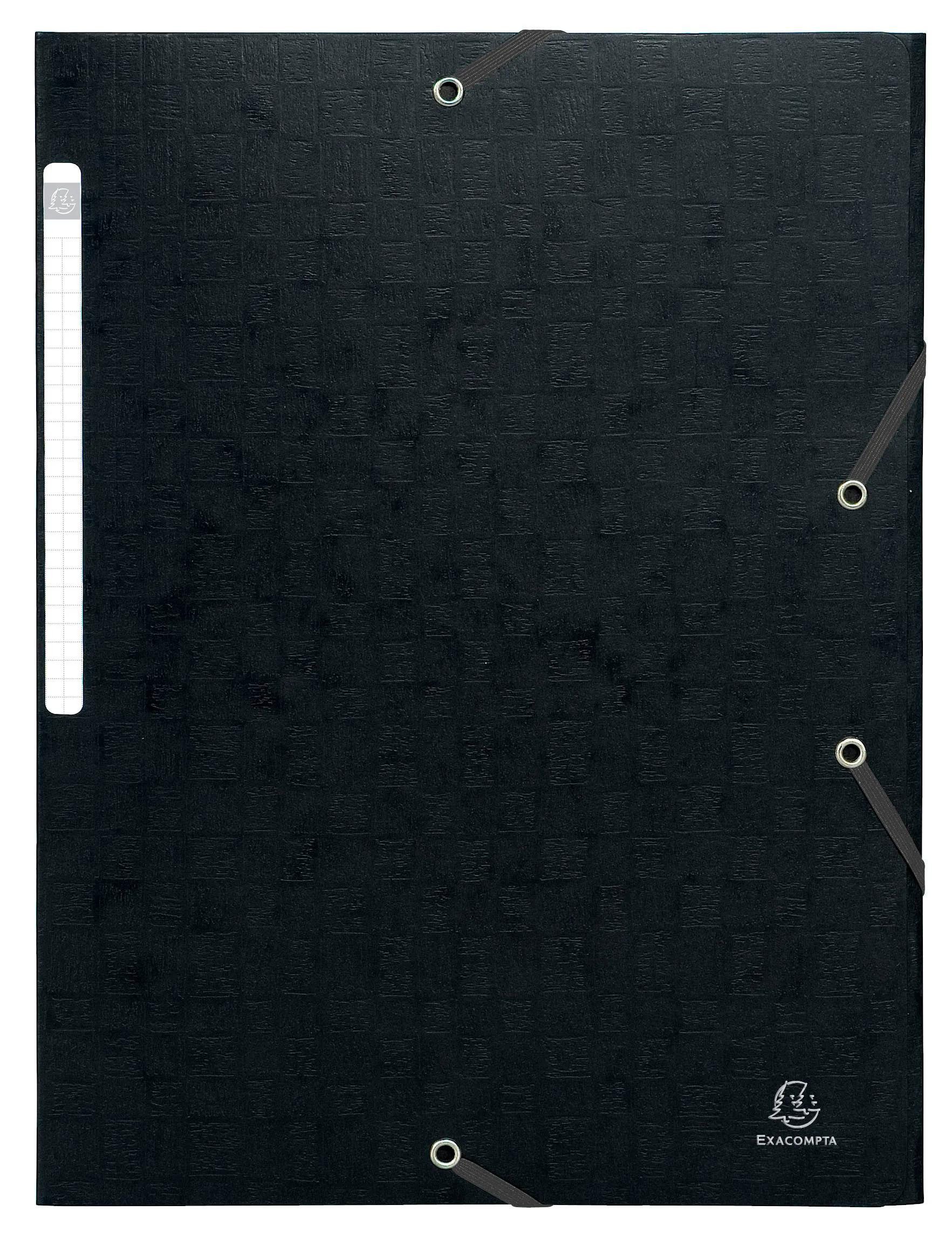 Organisationsmappe 25x Sammelmappe +Gummizug 3 Klappen Karton 600g A4 MAXI Schwarz 55951E