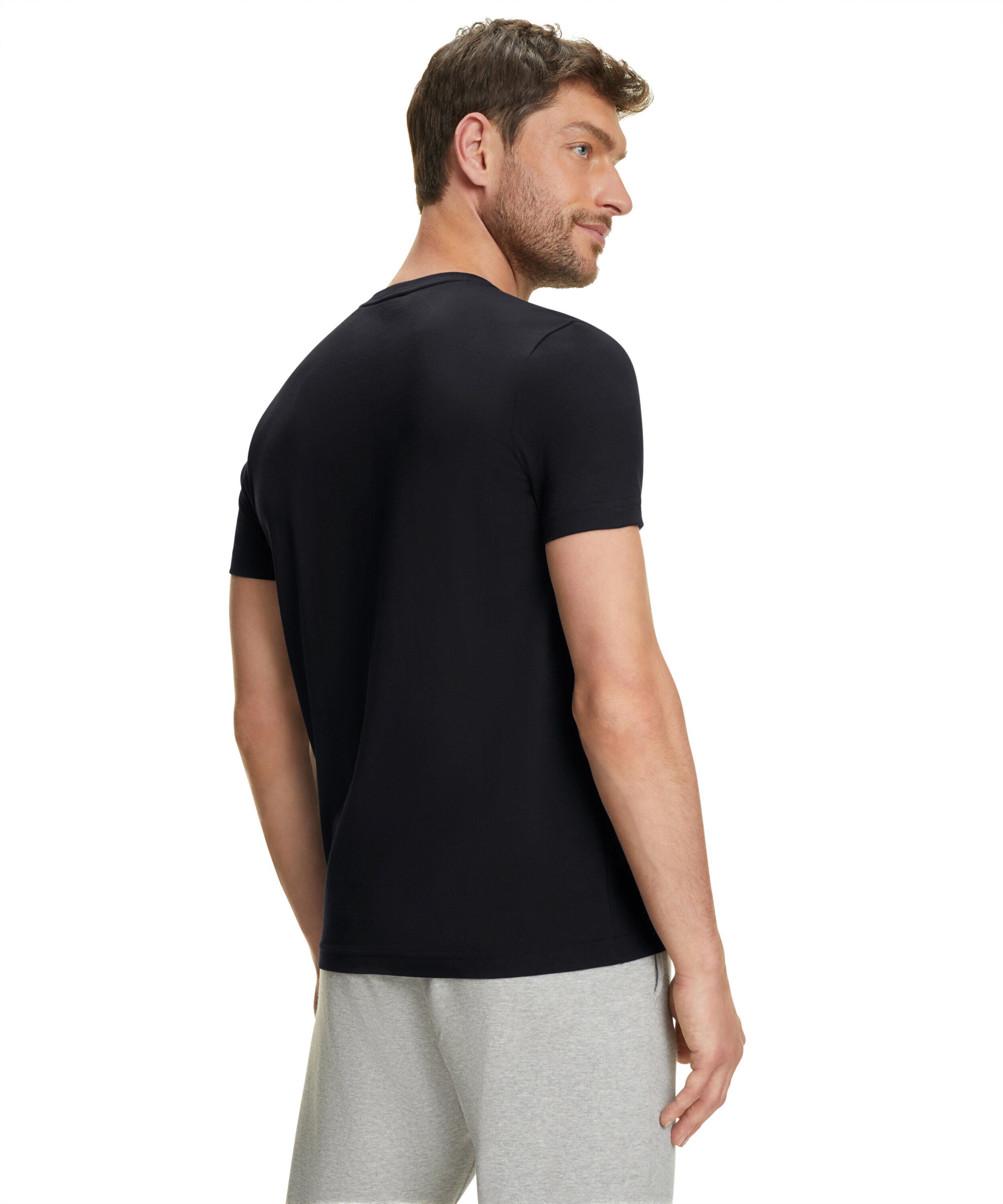 aus black T-Shirt (1-tlg) FALKE hochwertiger Pima-Baumwolle (3000)