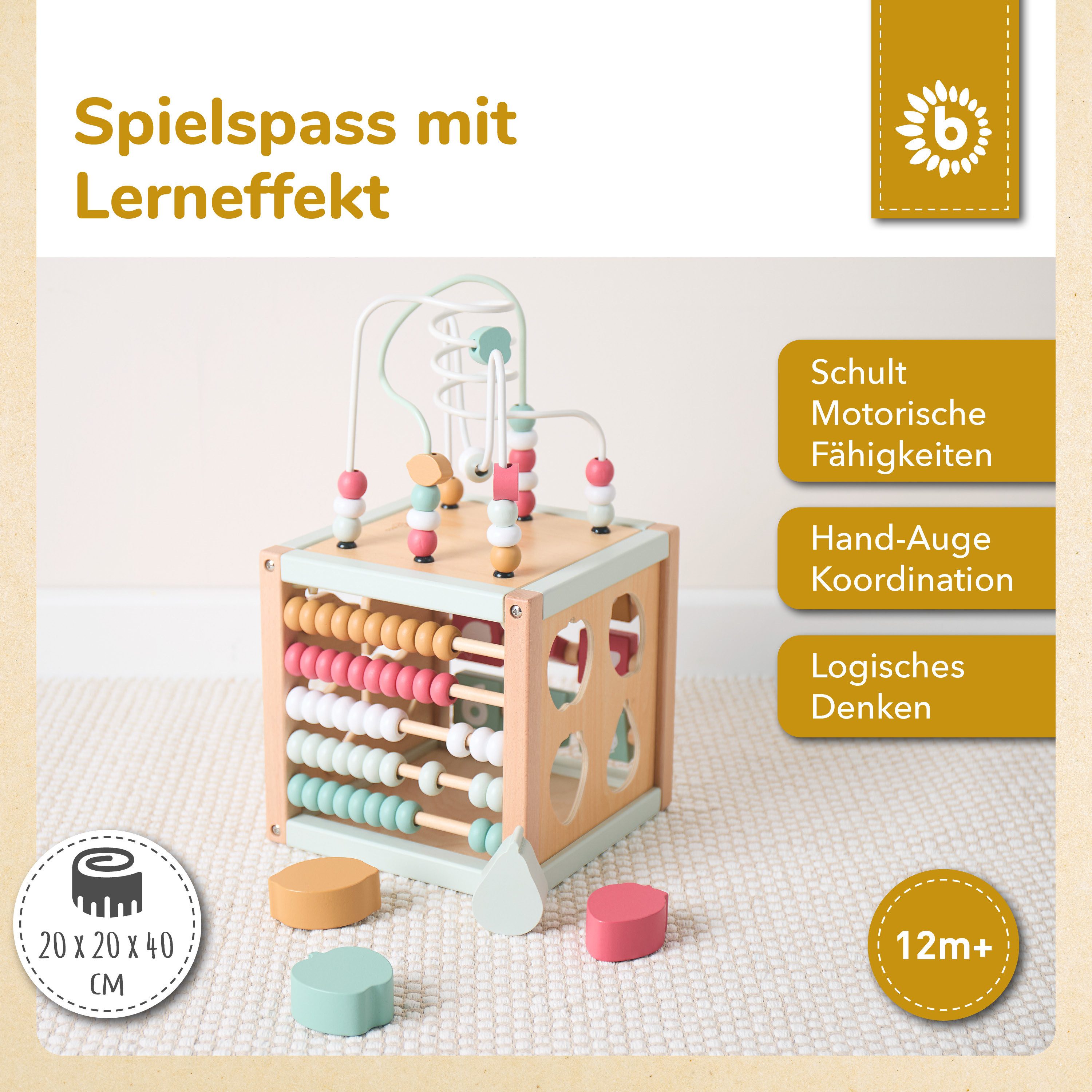 BIECO Motorikschleife Bieco Motorikwürfel Berry Holz FSC®